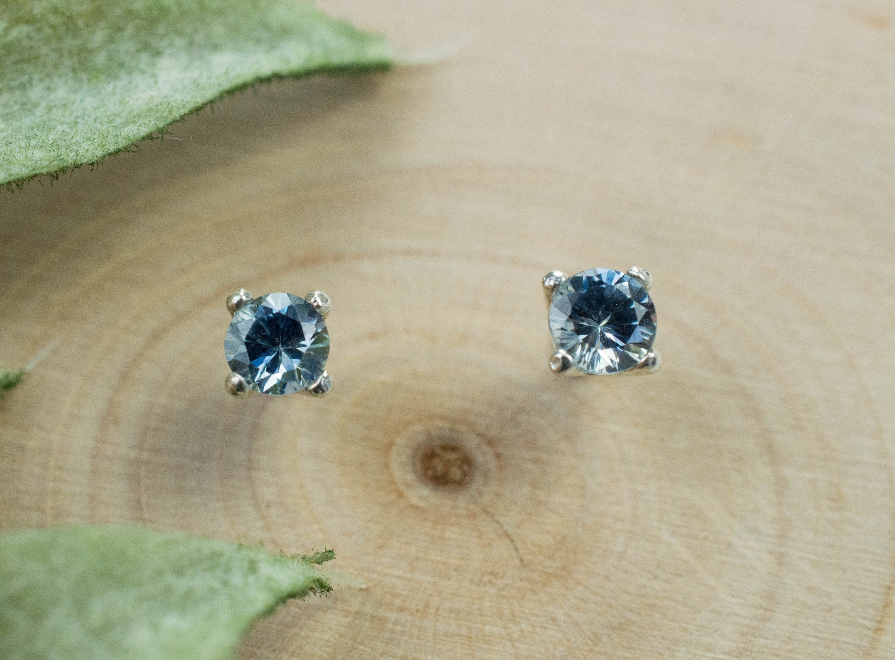 Montana Sapphire Earrings; Natural Untreated USA Blue Sapphire; 0.410cts - Mark Oliver Gems