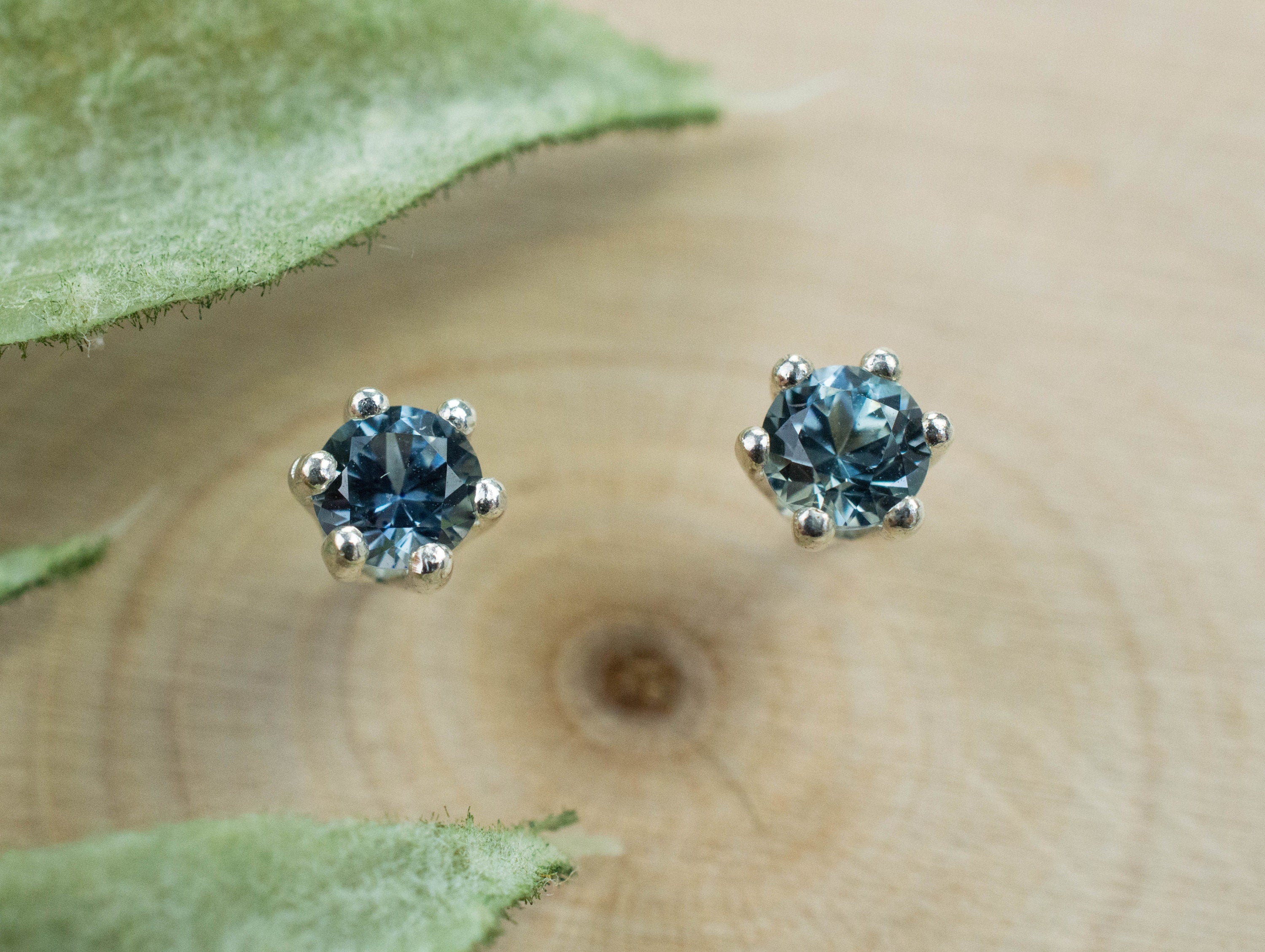 Montana Sapphire Earrings; Natural Untreated USA Blue Sapphire; 0.490cts - Mark Oliver Gems