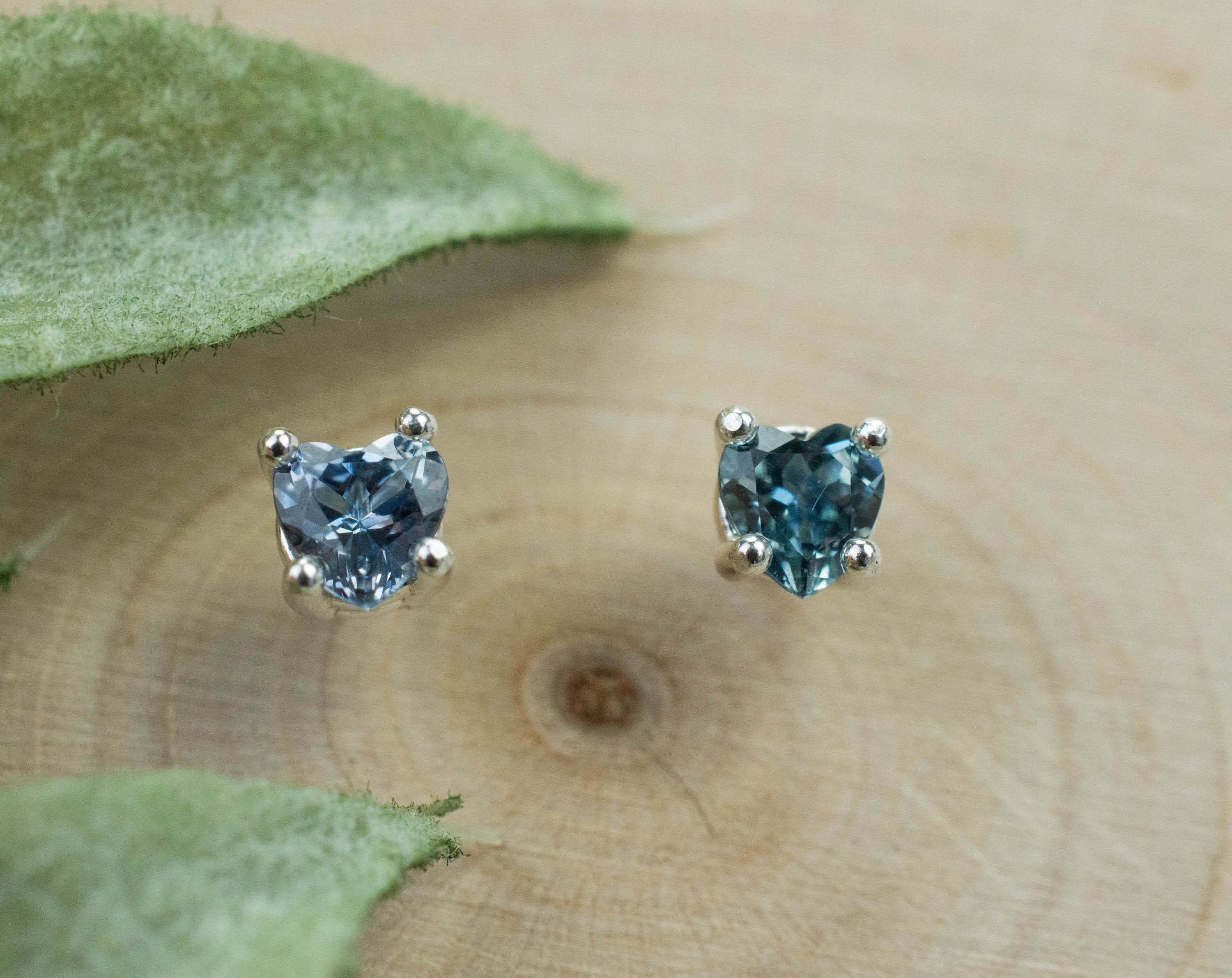 Montana Sapphire Earrings; Natural Untreated USA Blue Sapphire; 0.625cts - Mark Oliver Gems