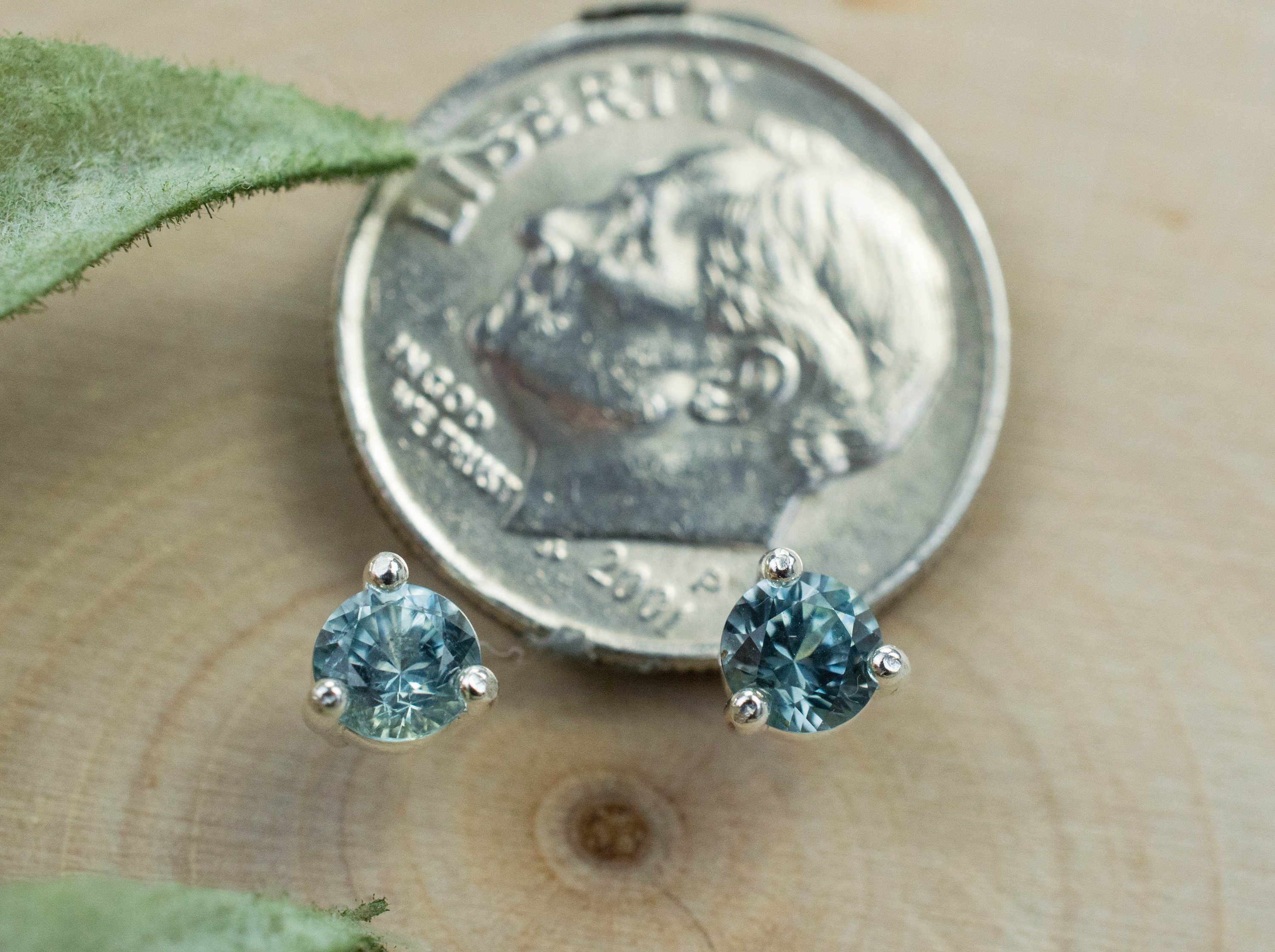 Montana Sapphire Earrings; Natural Untreated USA Blue Sapphire; 0.630cts - Mark Oliver Gems