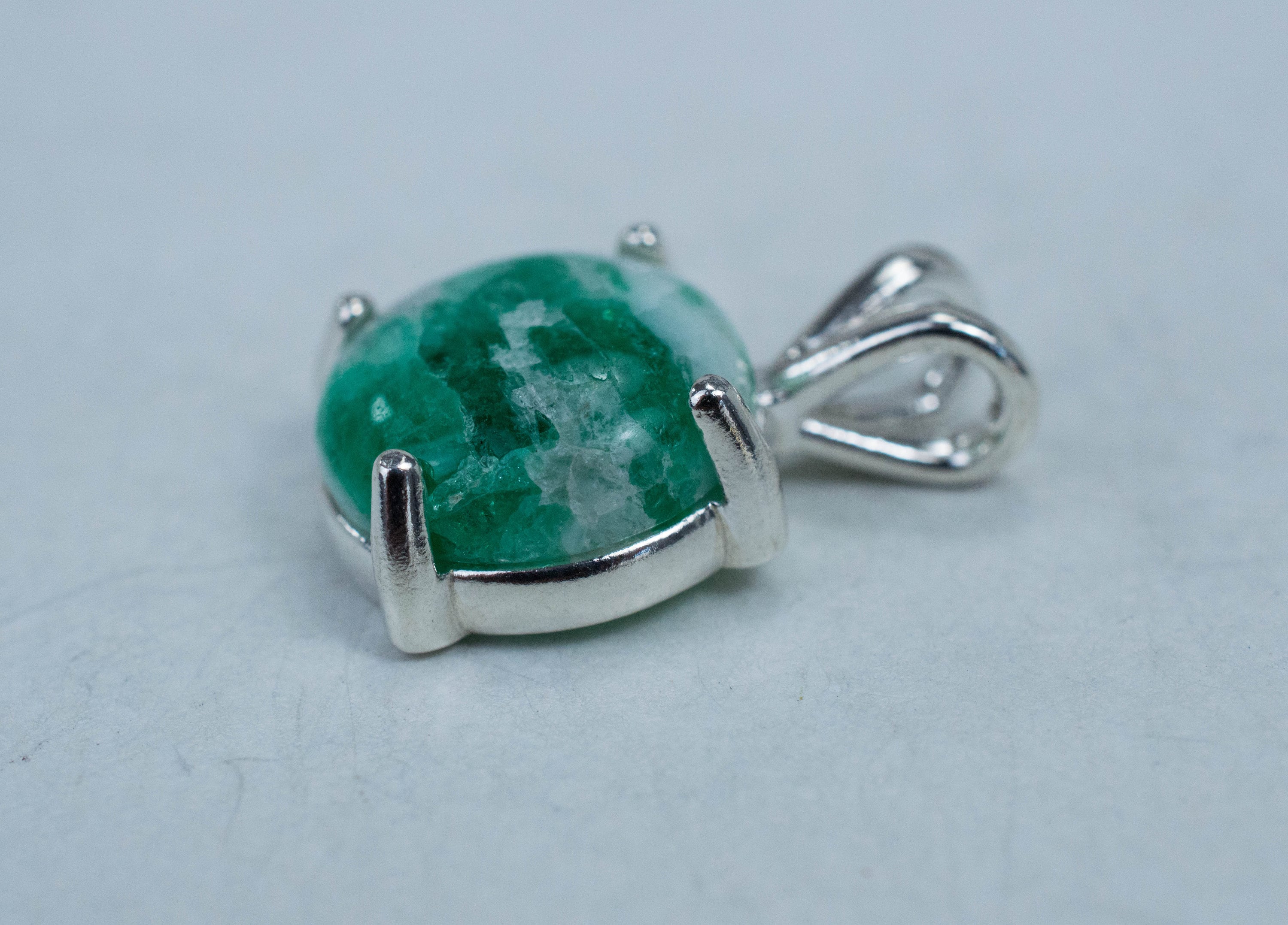 Emerald in Quartz Pendant, Genuine Untreated Brazil Emerald Quartz; 4.480cts - Mark Oliver Gems