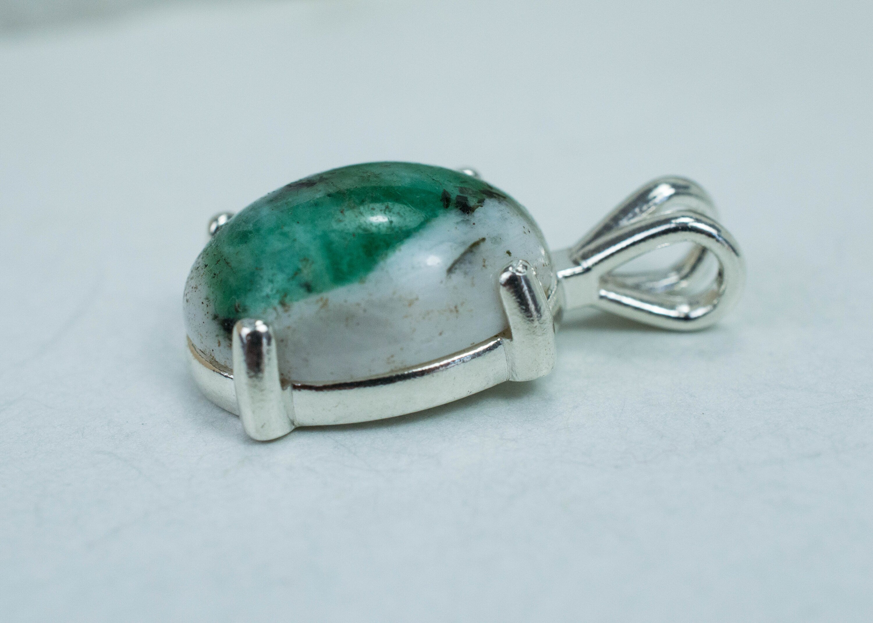 Emerald in Quartz Pendant, Genuine Untreated Brazil Emerald Quartz; 9.920cts - Mark Oliver Gems