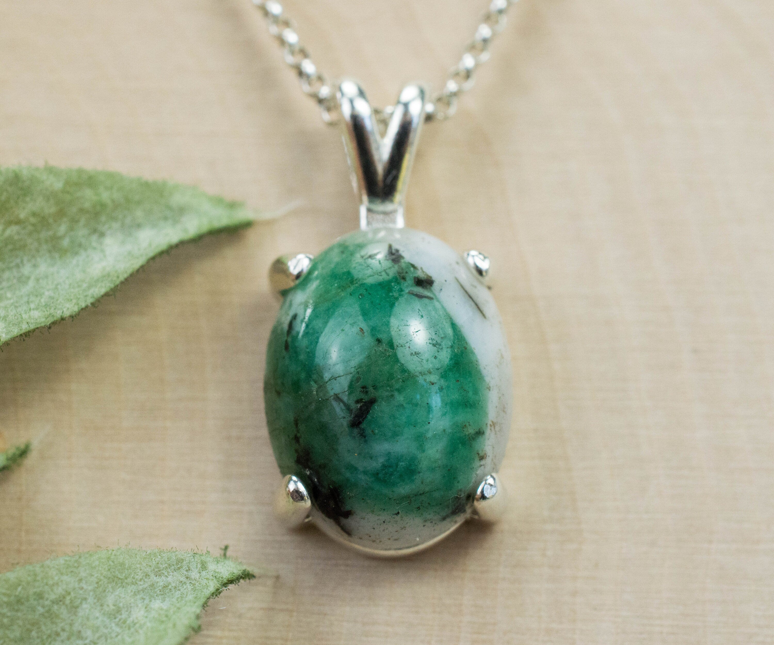 Emerald in Quartz Pendant, Genuine Untreated Brazil Emerald Quartz; 9.920cts - Mark Oliver Gems