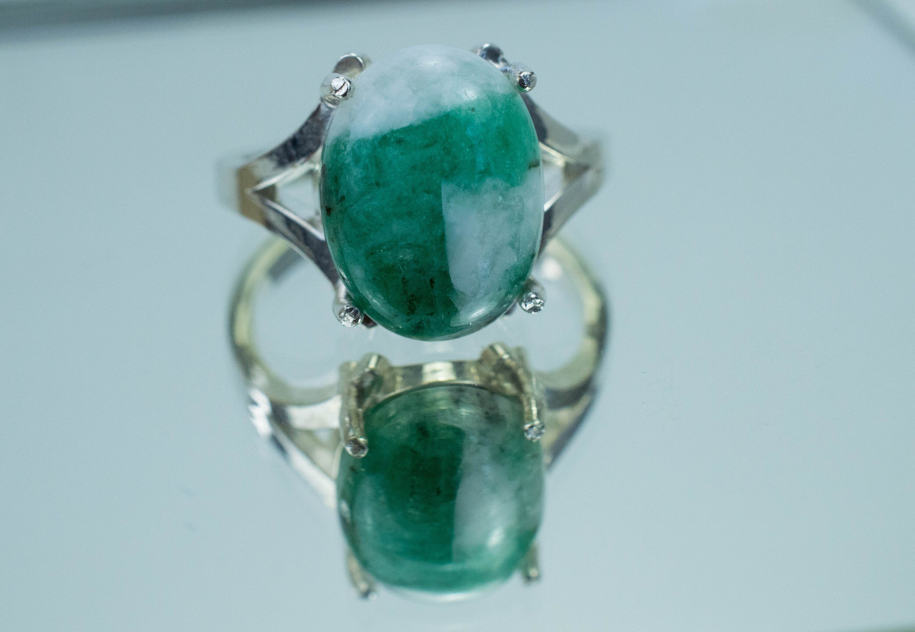 Emerald in Quartz Ring, Genuine Untreated Brazil Emerald Quartz; 4.920cts - Mark Oliver Gems