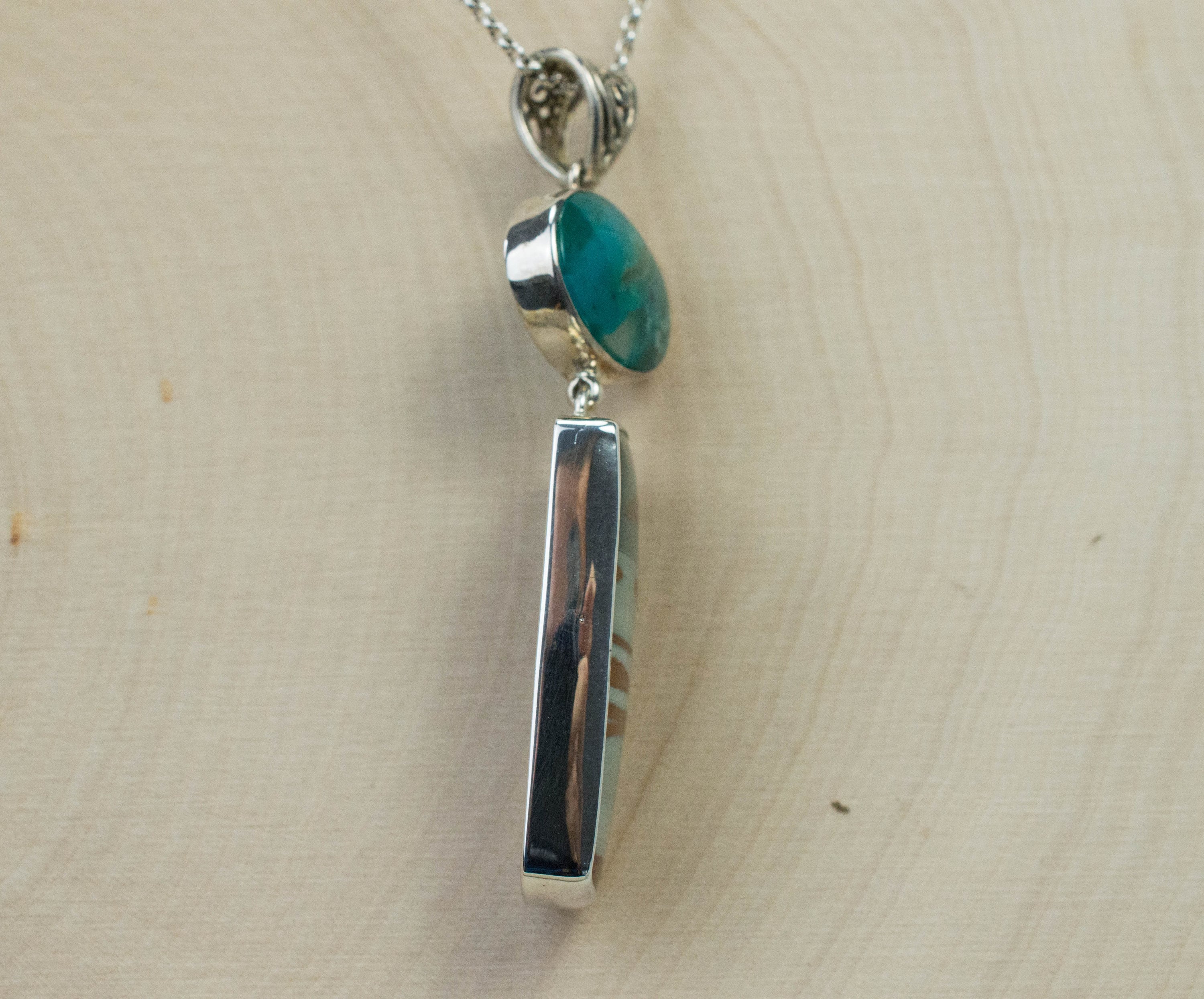 Owhyee Agate and Chrysocolla Pendant, Genuine Untreated Oregon Agate and Australia Chrysocolla - Mark Oliver Gems