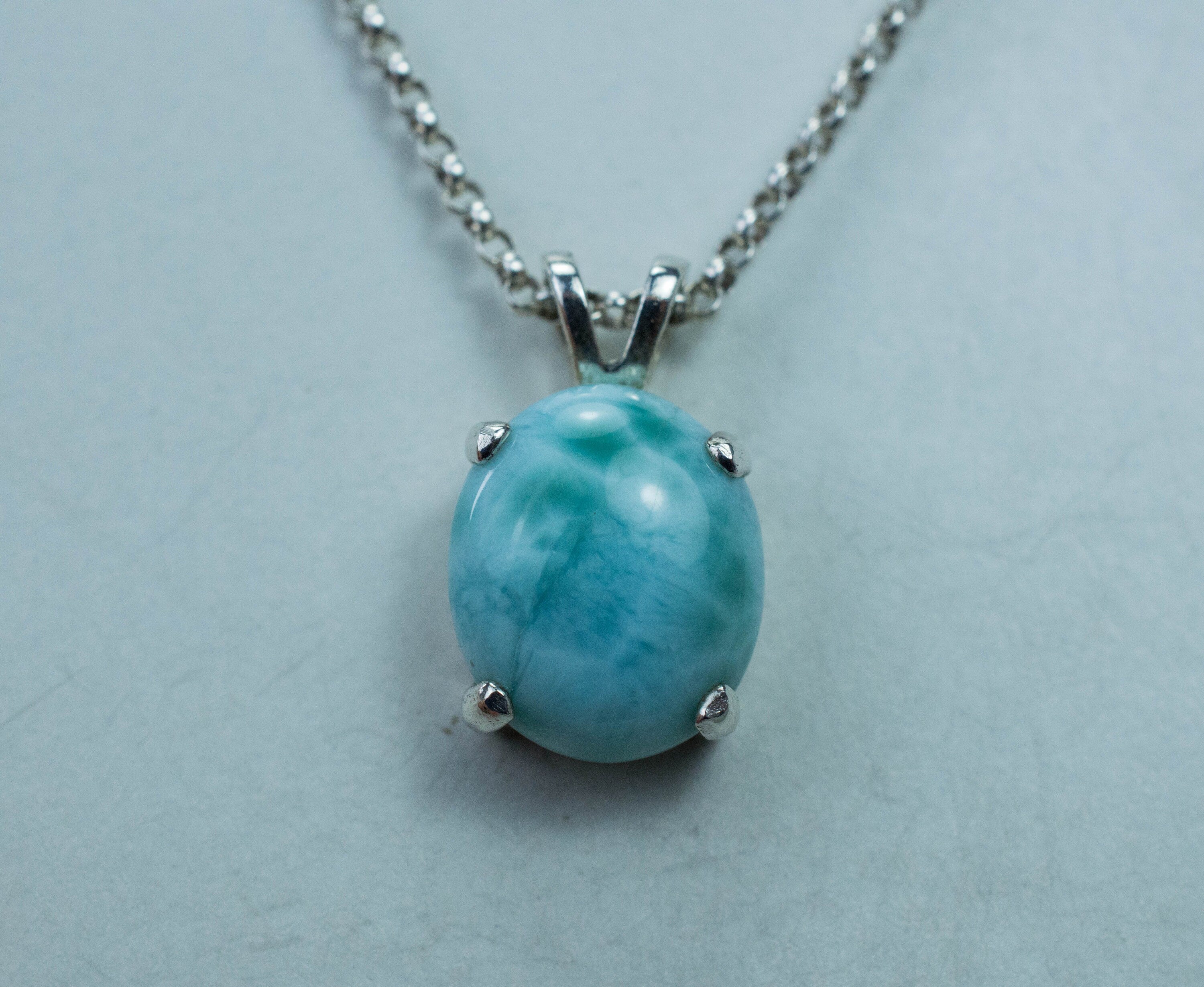 Larimar Pendant, Natural Untreated Dominican Republic Larimar; 4.125cts - Mark Oliver Gems