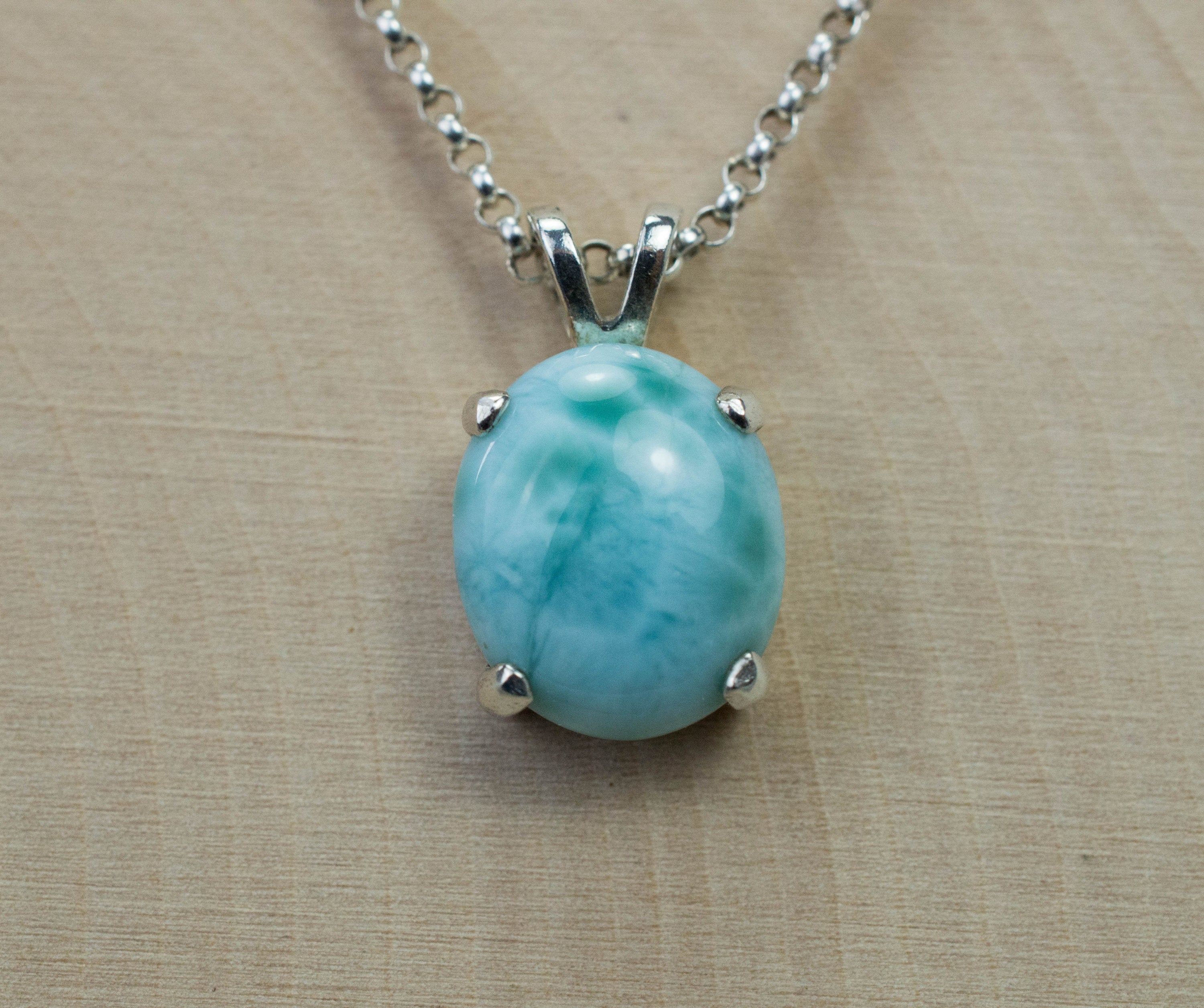 Larimar Pendant, Natural Untreated Dominican Republic Larimar; 4.125cts - Mark Oliver Gems