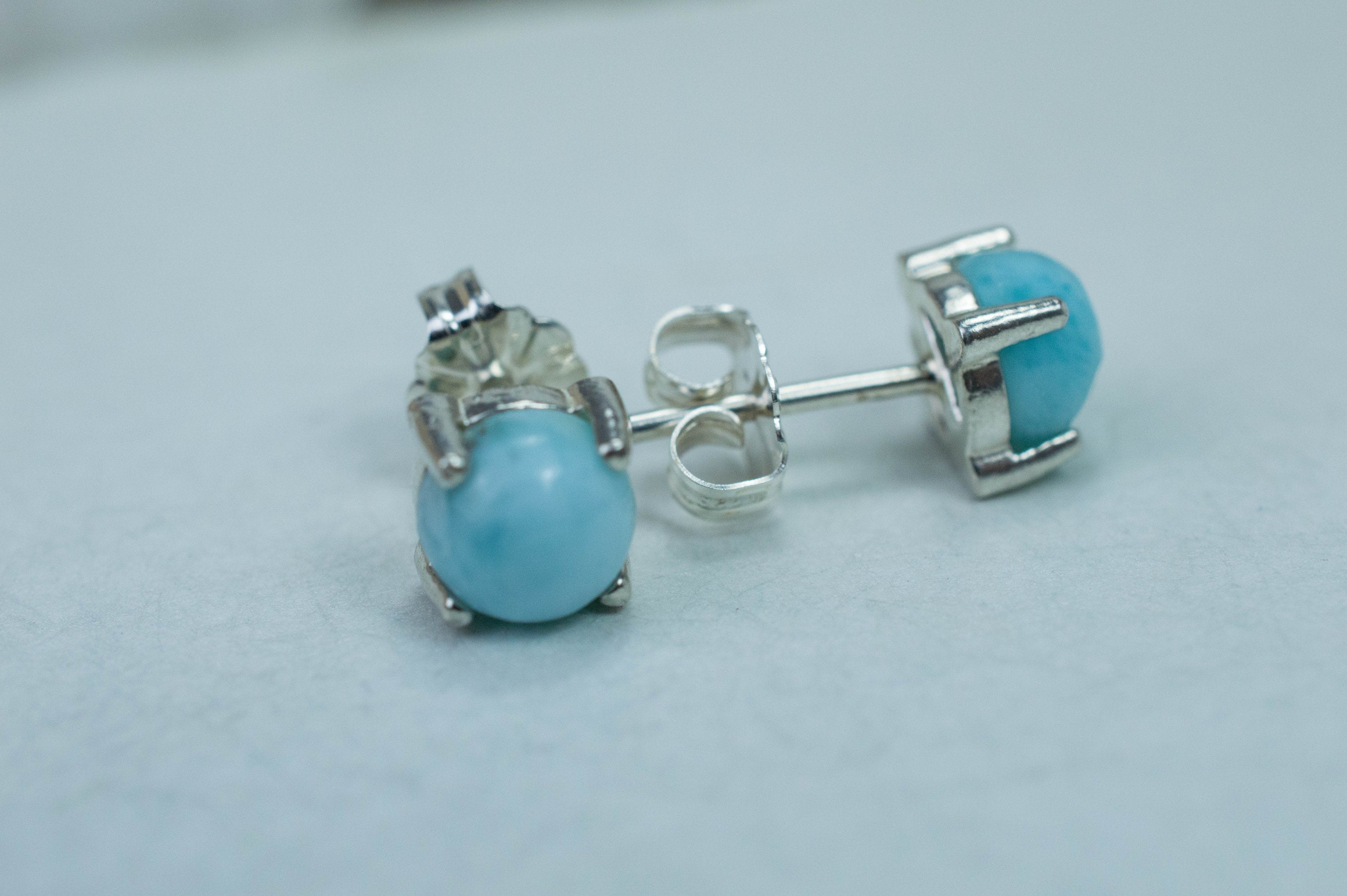 Larimar Earrings; Genuine Untreated Dominican Republic Larimar; 2.285cts - Mark Oliver Gems