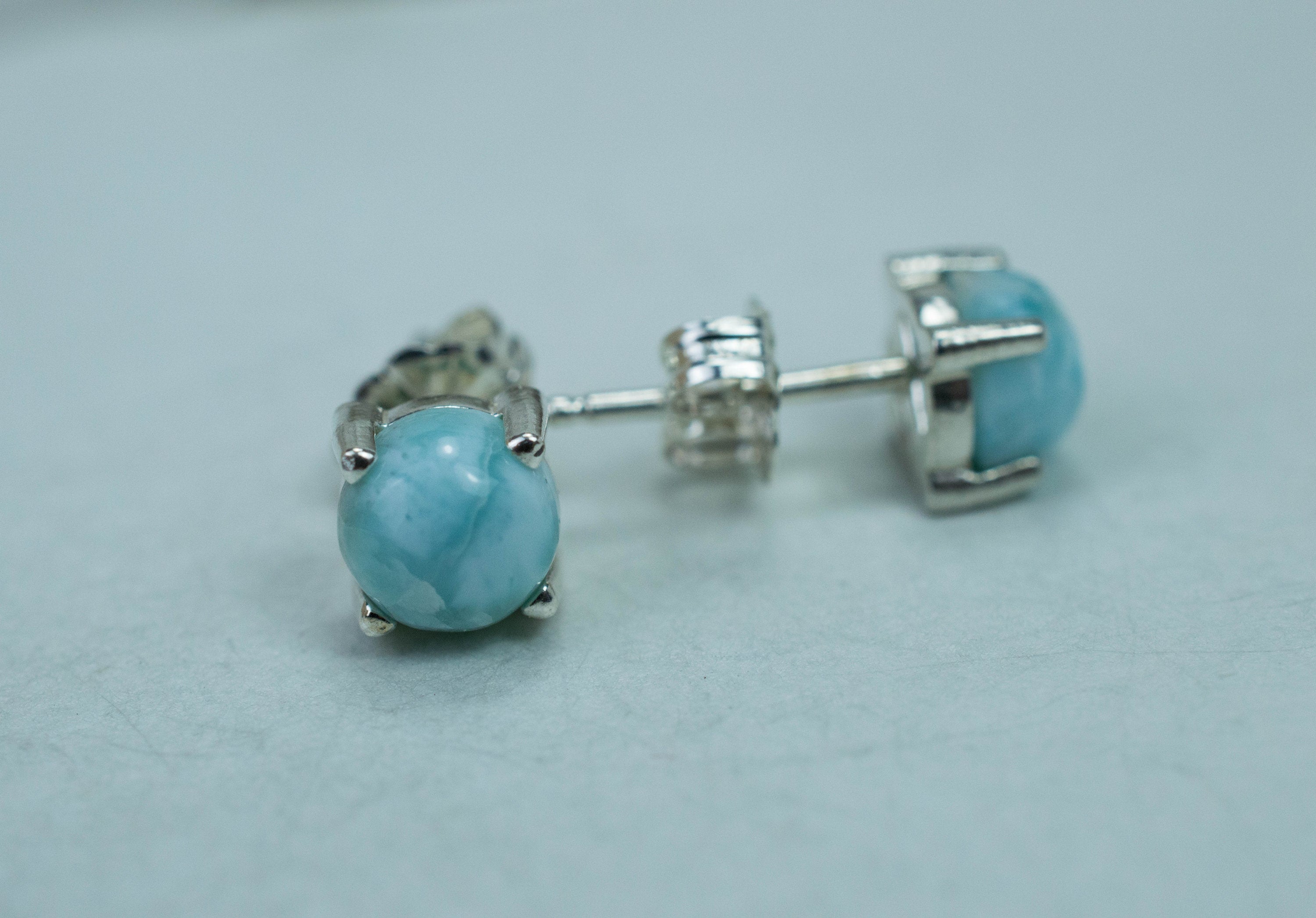 Larimar Earrings; Genuine Untreated Dominican Republic Larimar; 2.375cts - Mark Oliver Gems