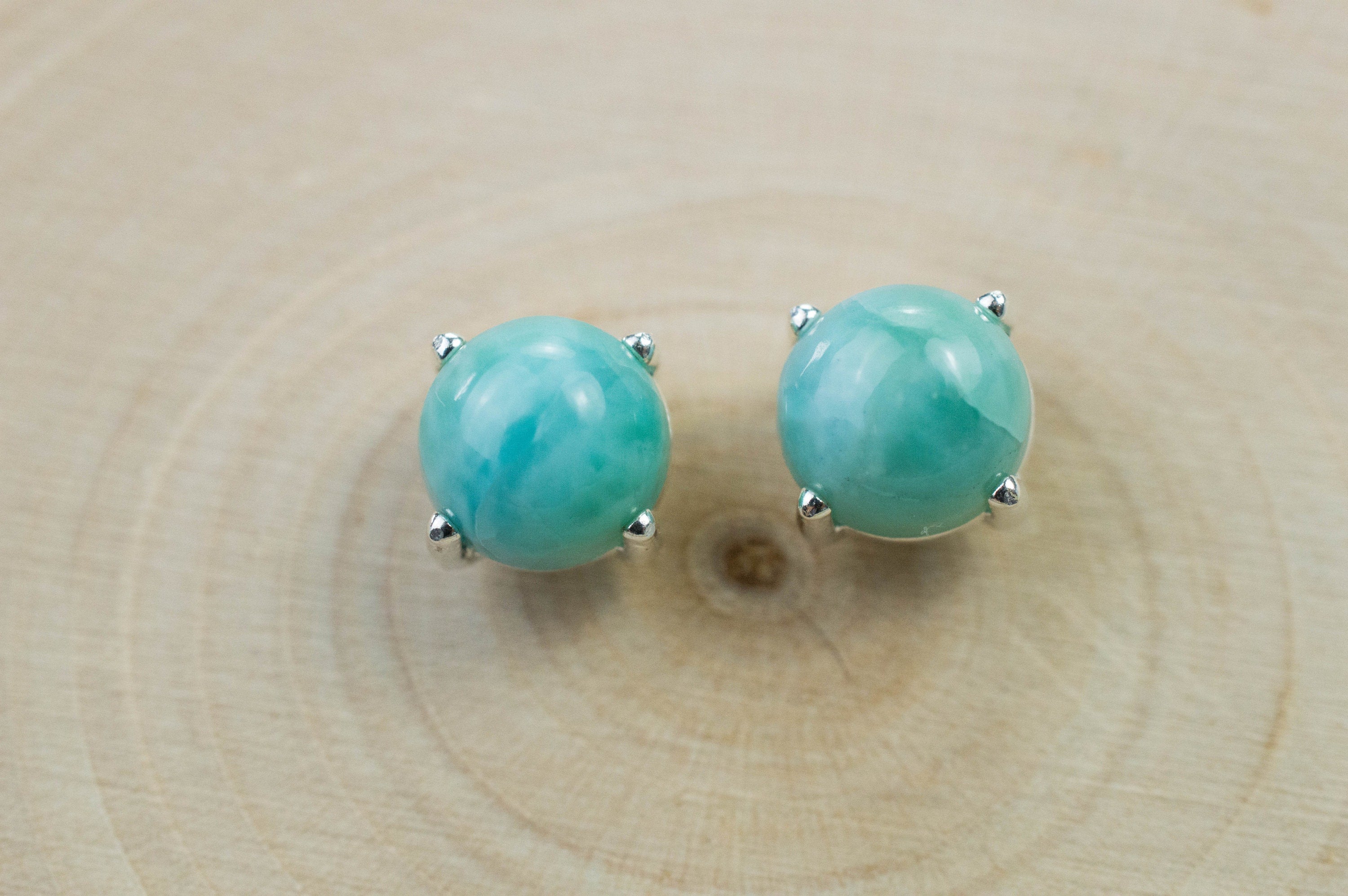 Larimar Earrings; Genuine Untreated Dominican Republic Larimar; 3.015cts - Mark Oliver Gems