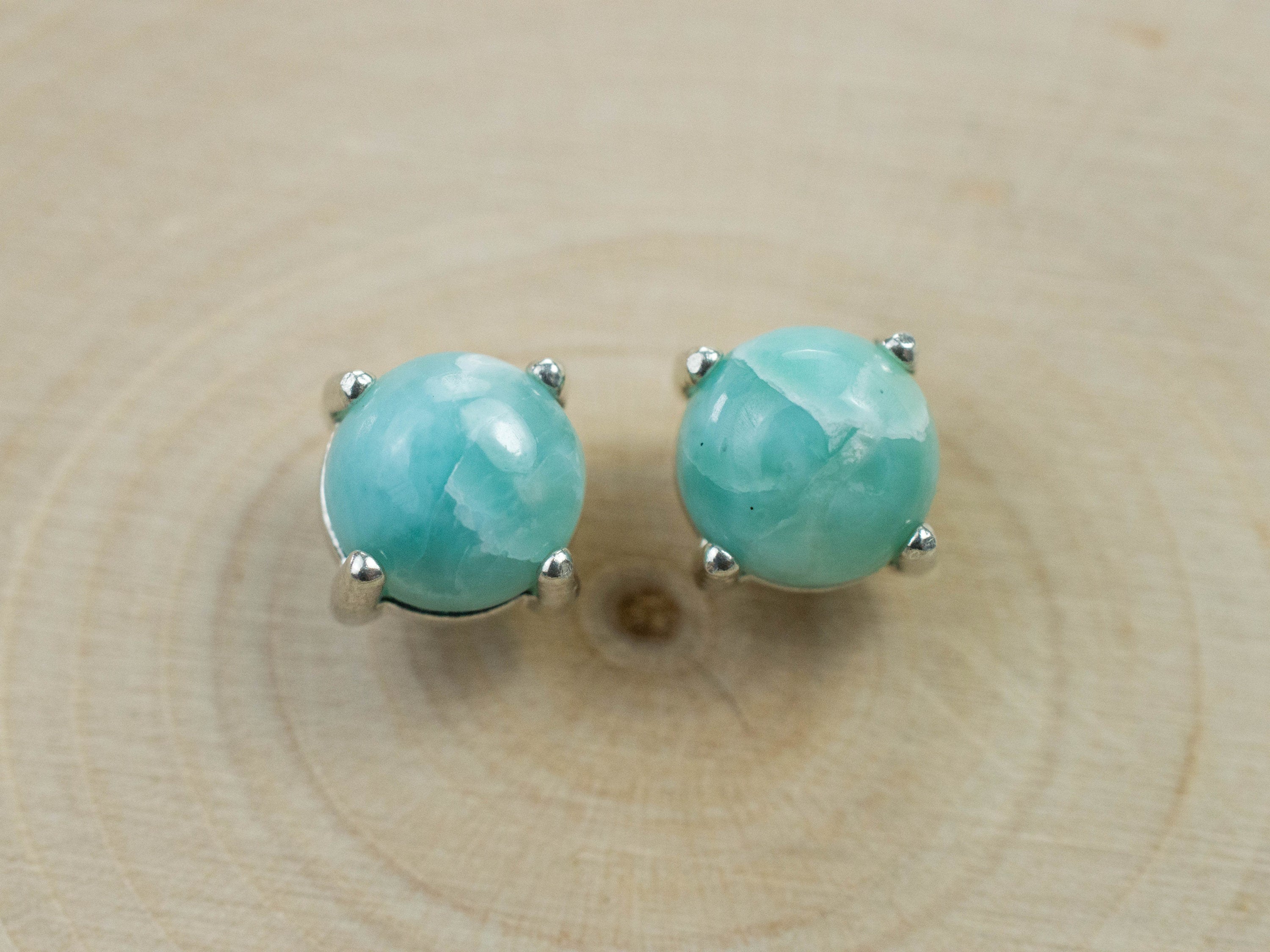 Larimar Earrings; Genuine Untreated Dominican Republic Larimar; 3.625cts - Mark Oliver Gems