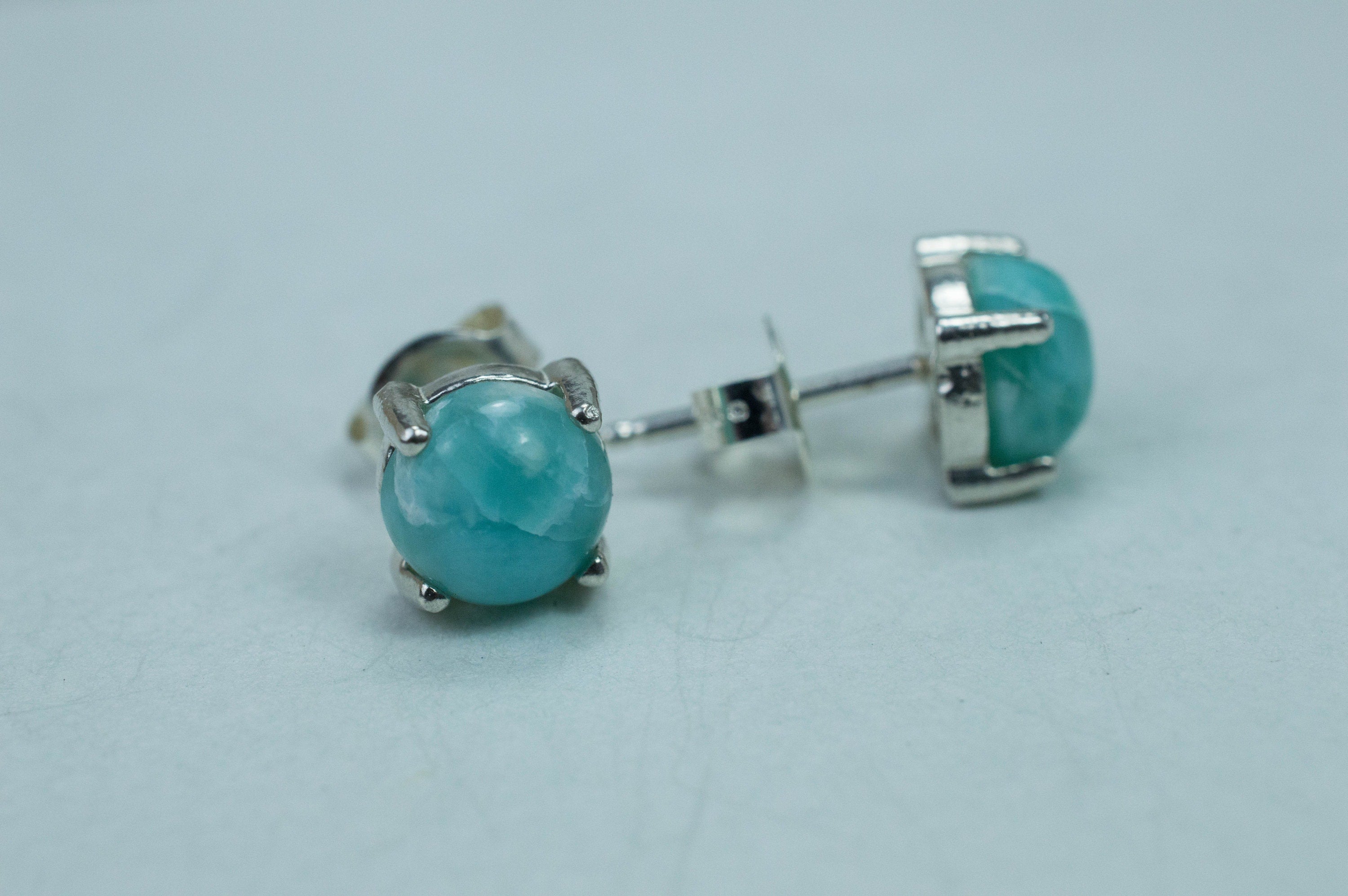 Larimar Earrings; Genuine Untreated Dominican Republic Larimar; 3.625cts - Mark Oliver Gems