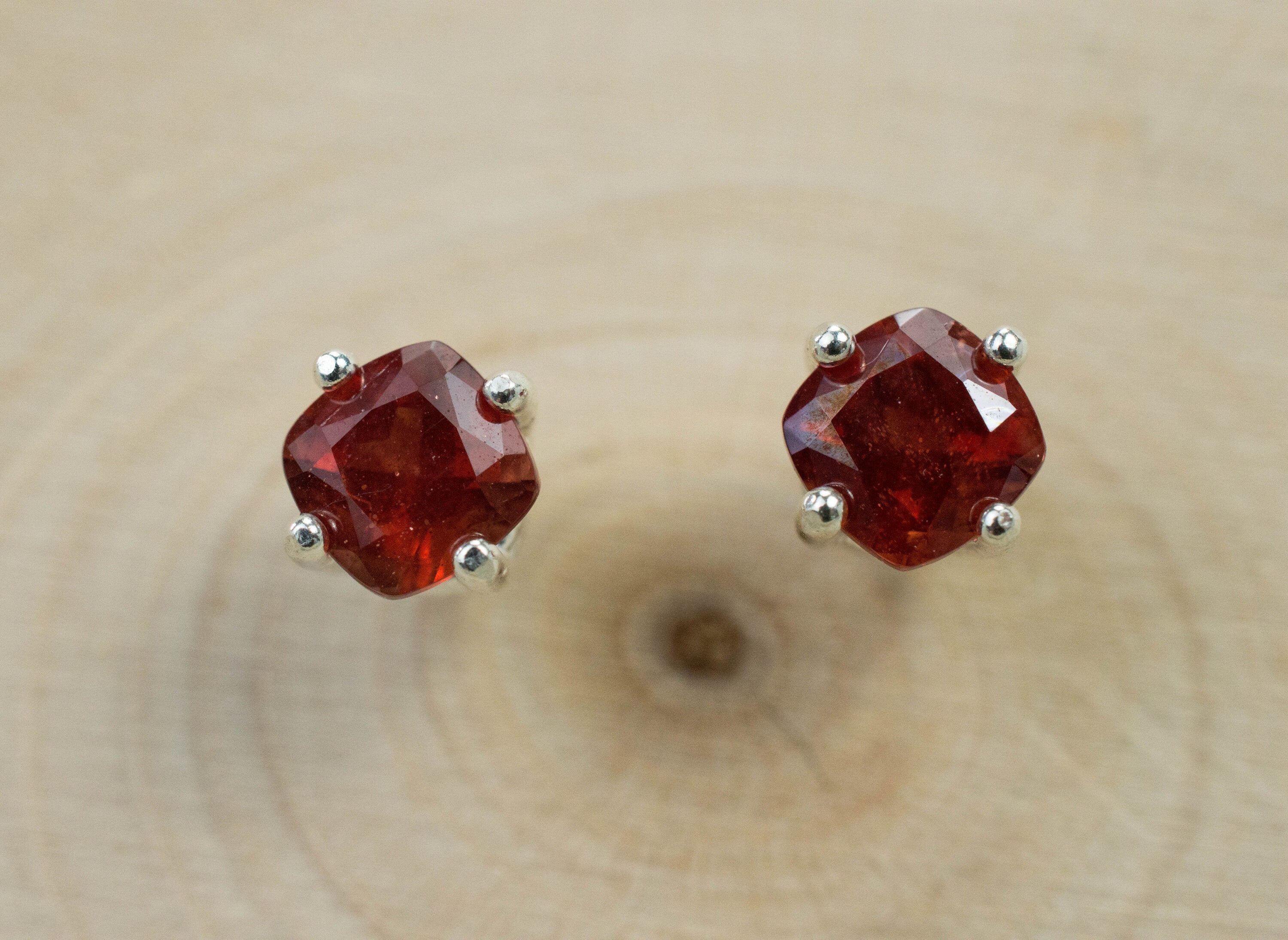 Red Oregon Sunstone Earrings; Natural Untreated USA Sunstone; 1.065cts - Mark Oliver Gems