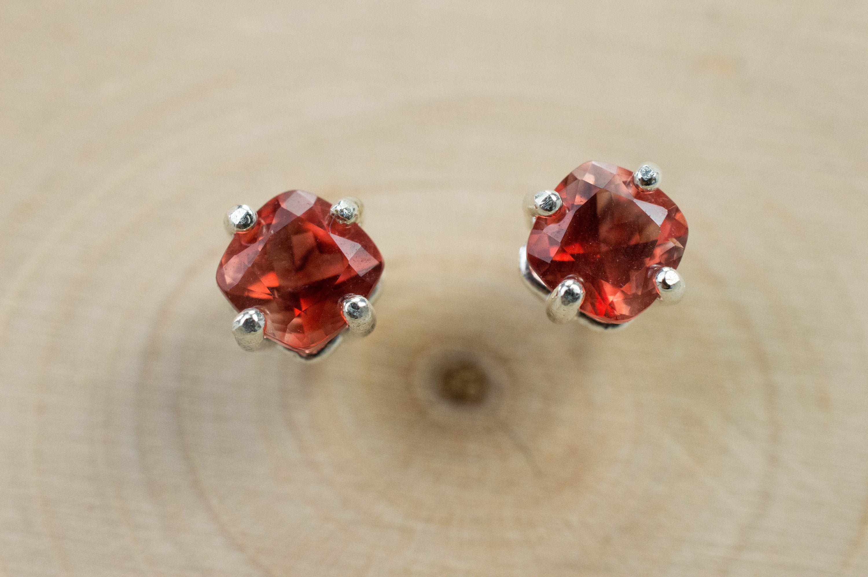 Red Oregon Sunstone Earrings; Natural Untreated USA Sunstone; 1.040cts - Mark Oliver Gems