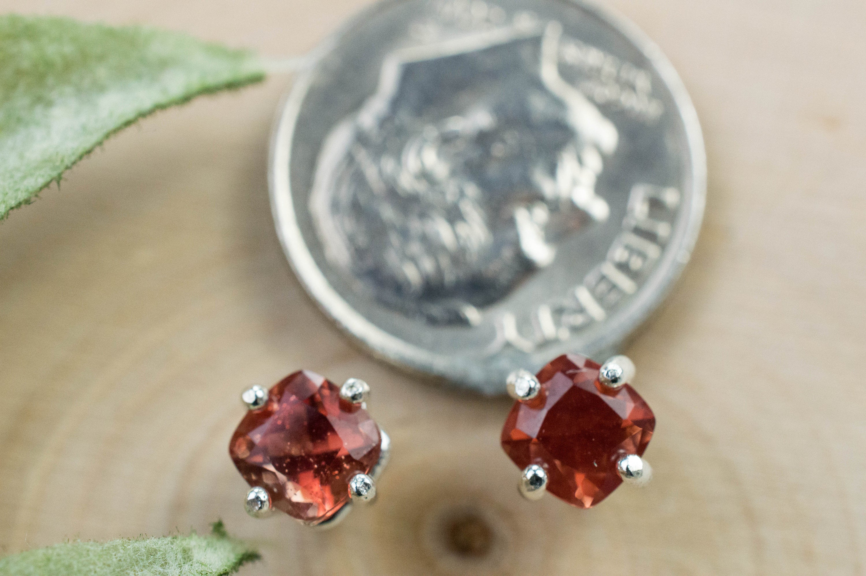 Red Oregon Sunstone Earrings; Natural Untreated USA Sunstone; 1.015cts - Mark Oliver Gems