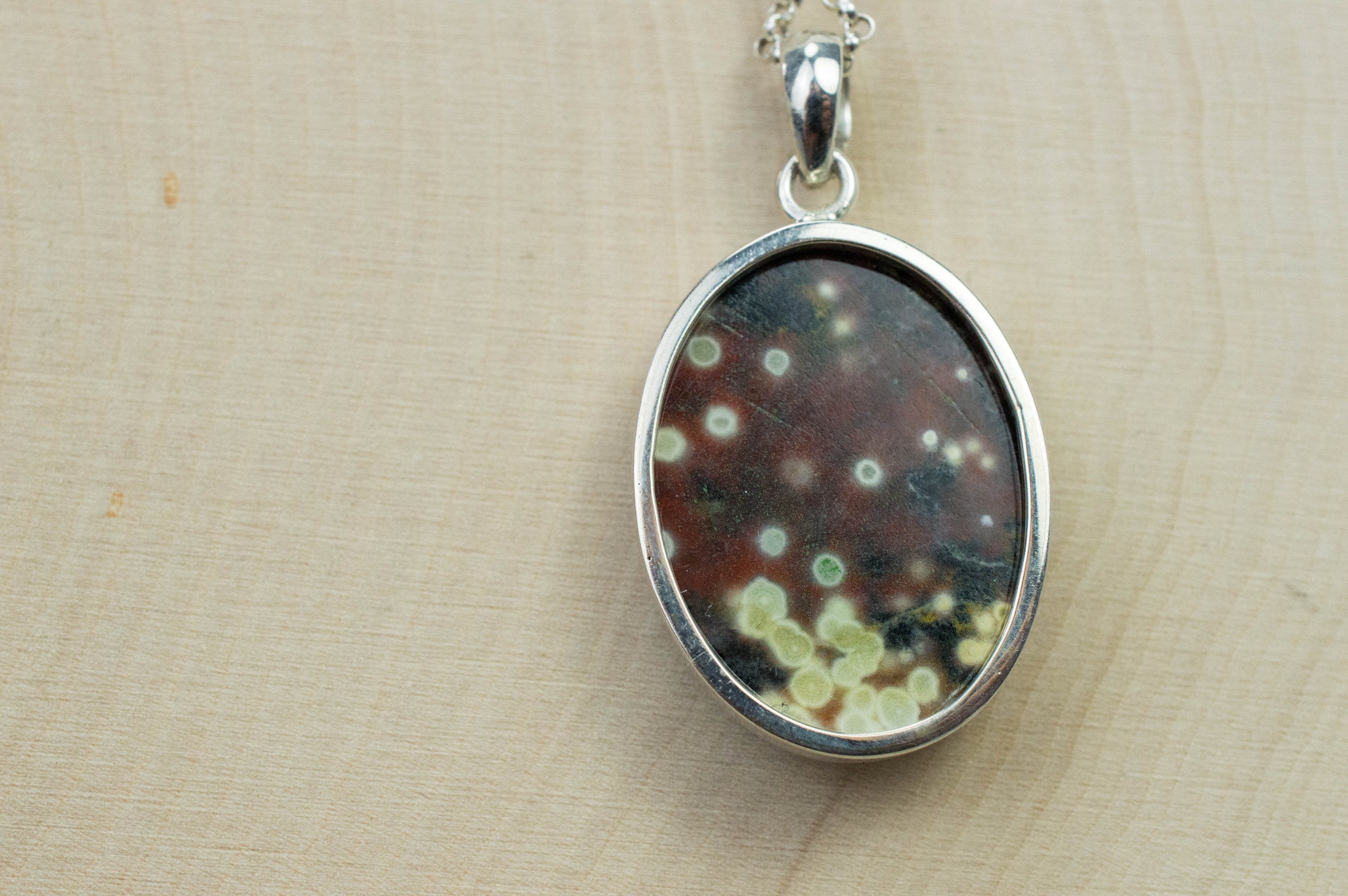 Ocean Jasper Pendant; Natural Untreated Madagascan Jasper - Mark Oliver Gems