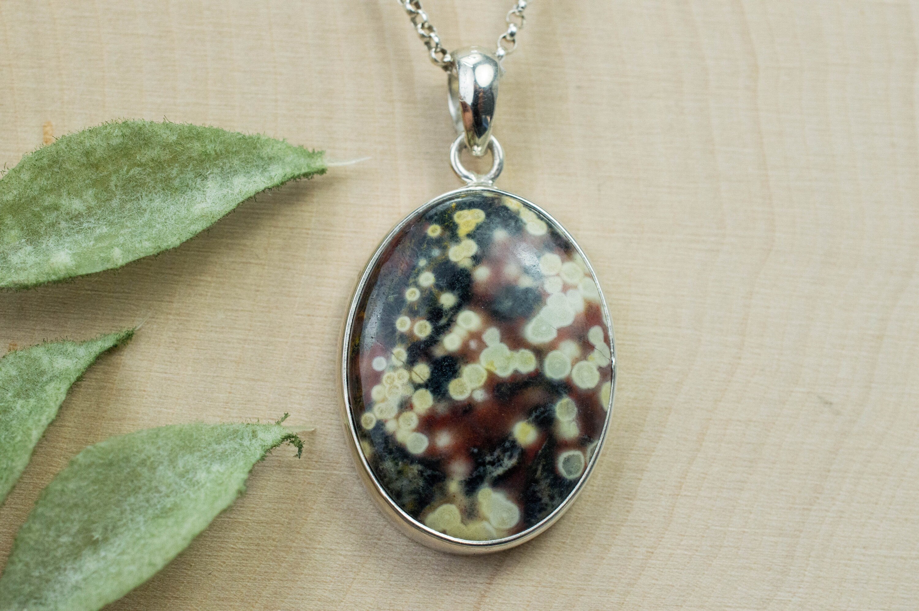 Ocean Jasper Pendant; Natural Untreated Madagascan Jasper - Mark Oliver Gems