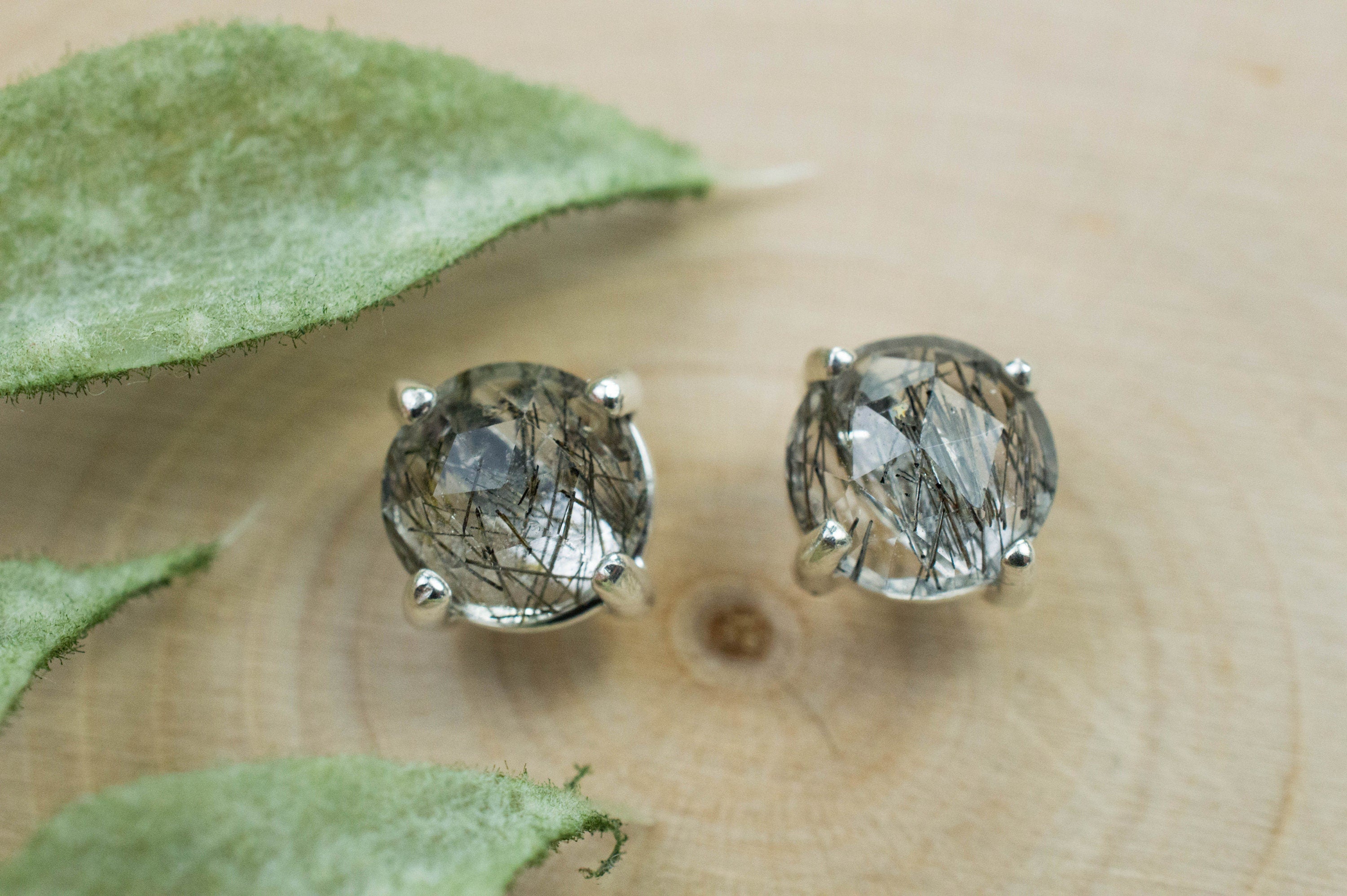 Rutilated Quartz Earrings; Genuine Untreated Brazilian Quartz; Tourmalated Quartz Earrings; 1.945cts - Mark Oliver Gems