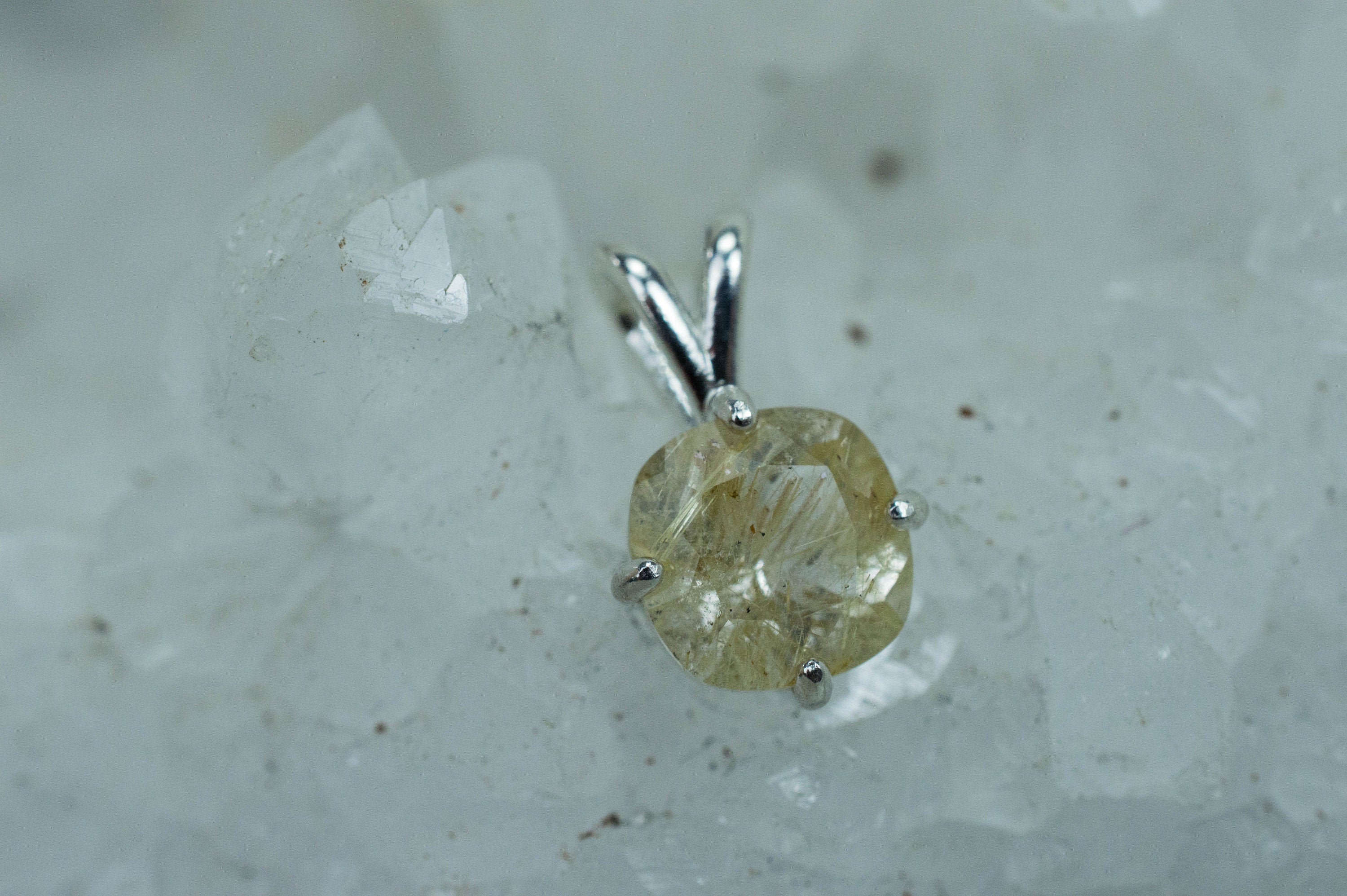 Rutilated Quartz Pendant, Natural Untreated Tanzanian Rutile Quartz; 1.920cts - Mark Oliver Gems