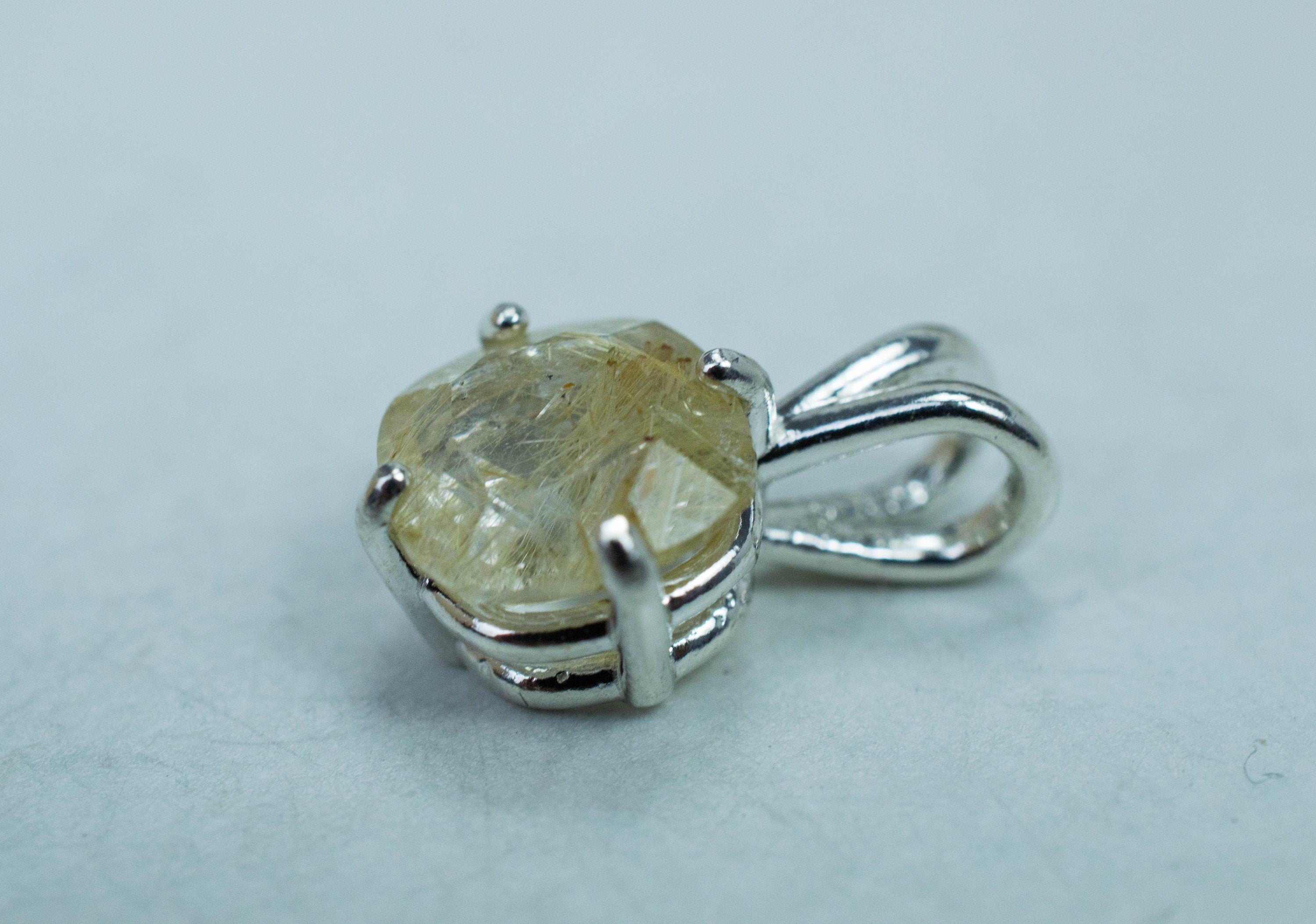 Rutilated Quartz Pendant, Natural Untreated Tanzanian Rutile Quartz; 1.920cts - Mark Oliver Gems