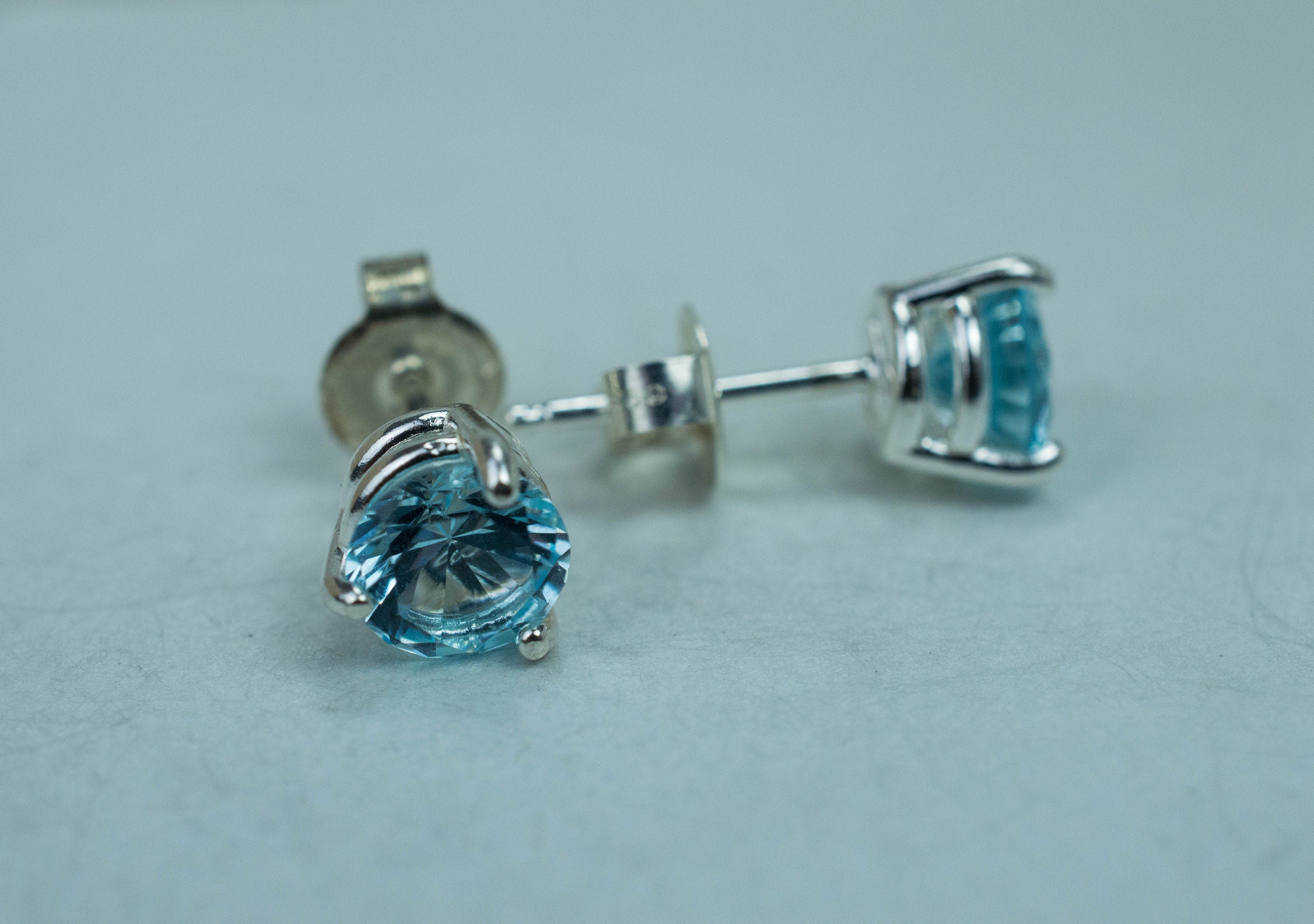 Blue Topaz Earrings; Genuine Brazilian Topaz; 1.830cts - Mark Oliver Gems