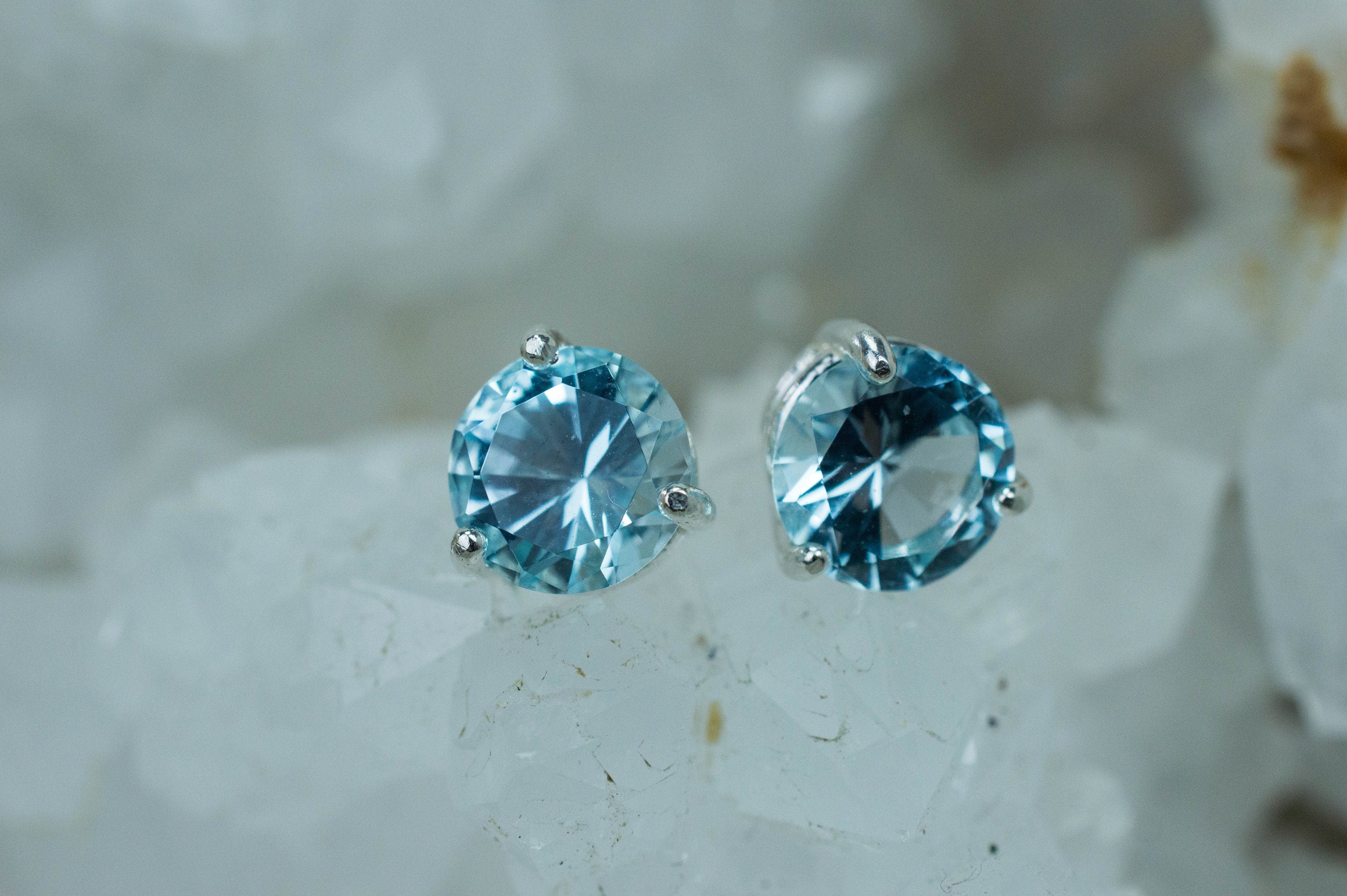 Blue Topaz Earrings; Genuine Brazilian Topaz; 2.635cts - Mark Oliver Gems