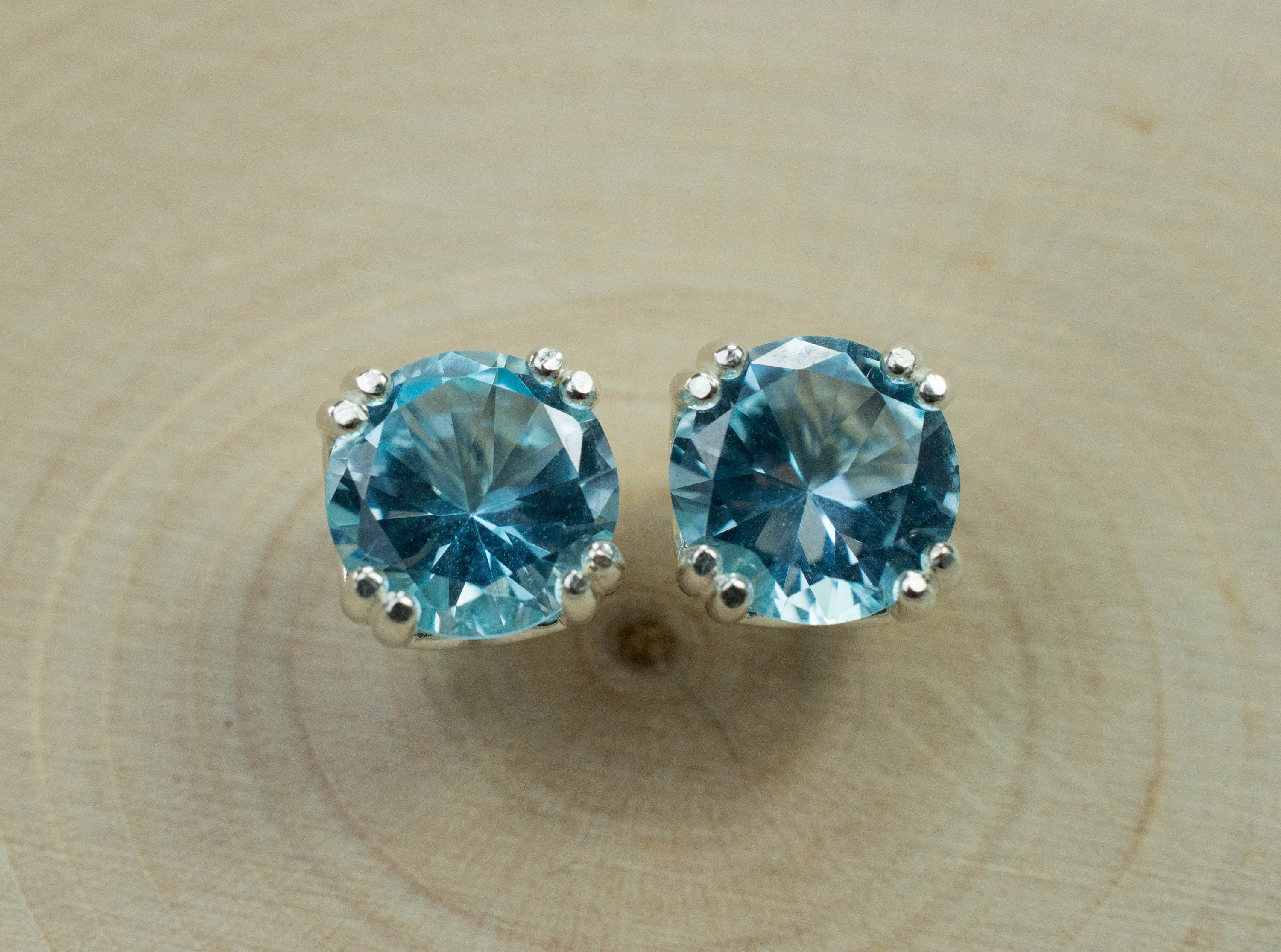 Blue Topaz Earrings; Genuine Brazilian Topaz; 4.230cts - Mark Oliver Gems