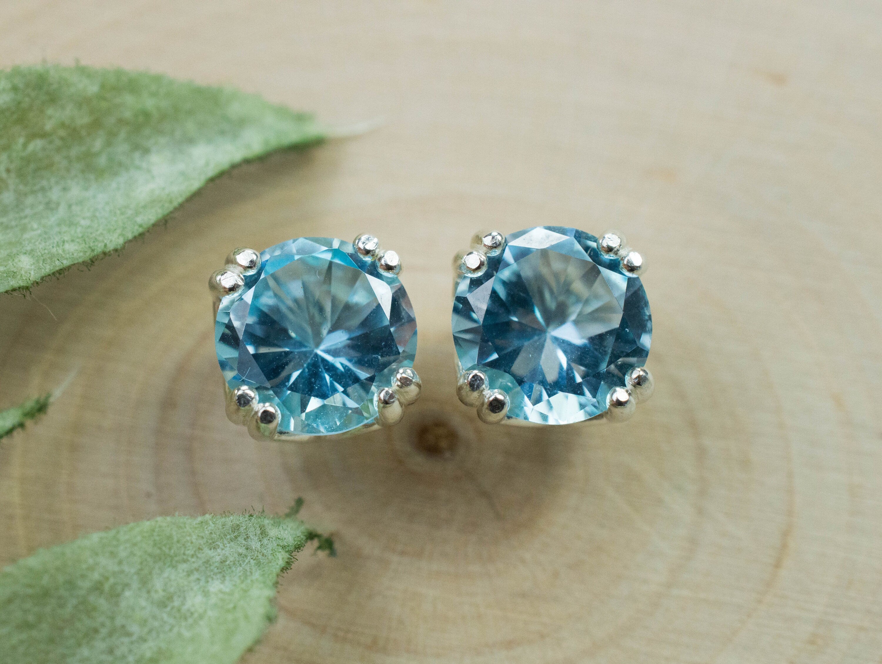 Blue Topaz Earrings; Genuine Brazilian Topaz; 4.230cts - Mark Oliver Gems