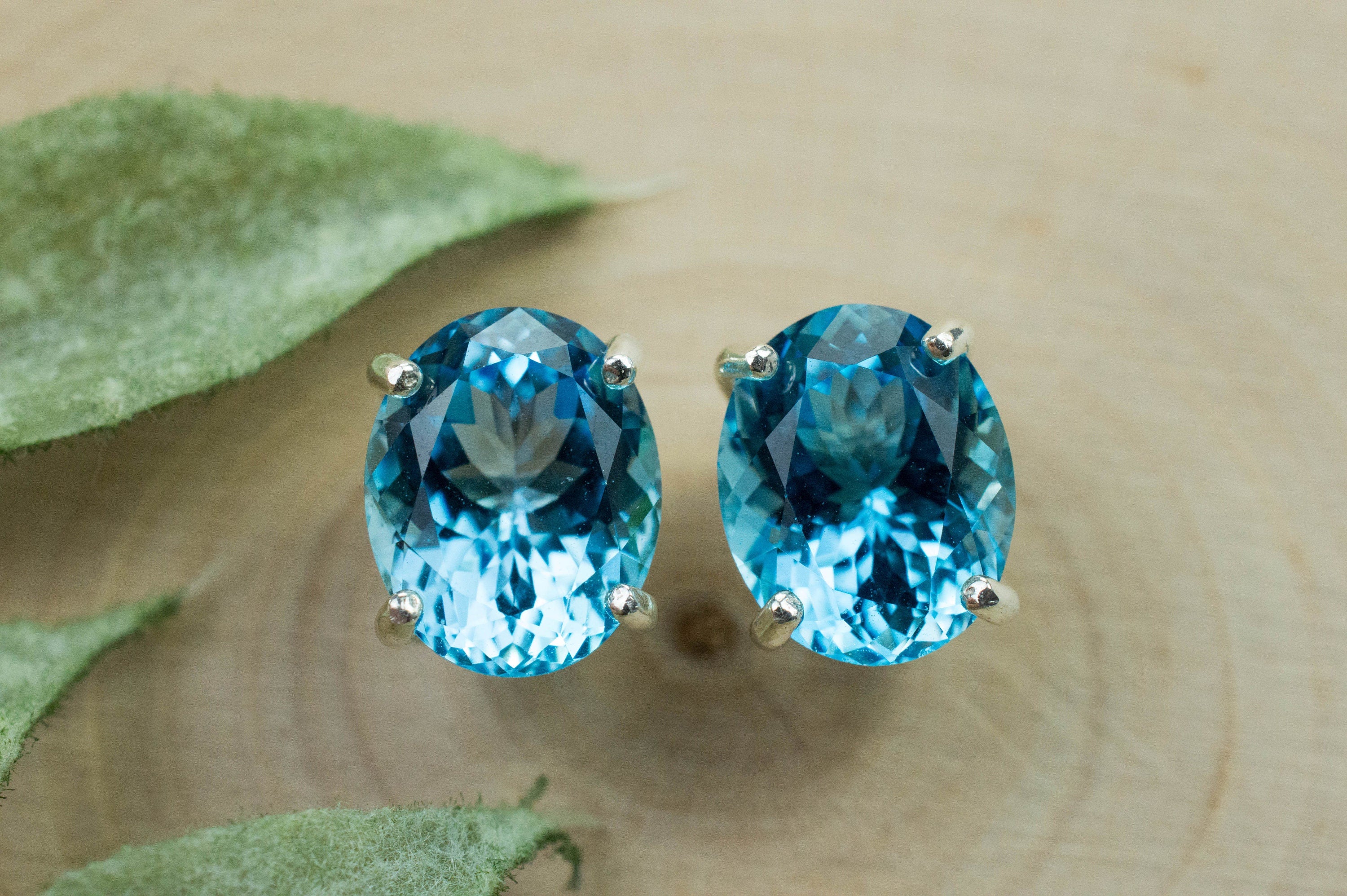 Blue Topaz Earrings; Genuine Brazilian Topaz; 6.430cts - Mark Oliver Gems