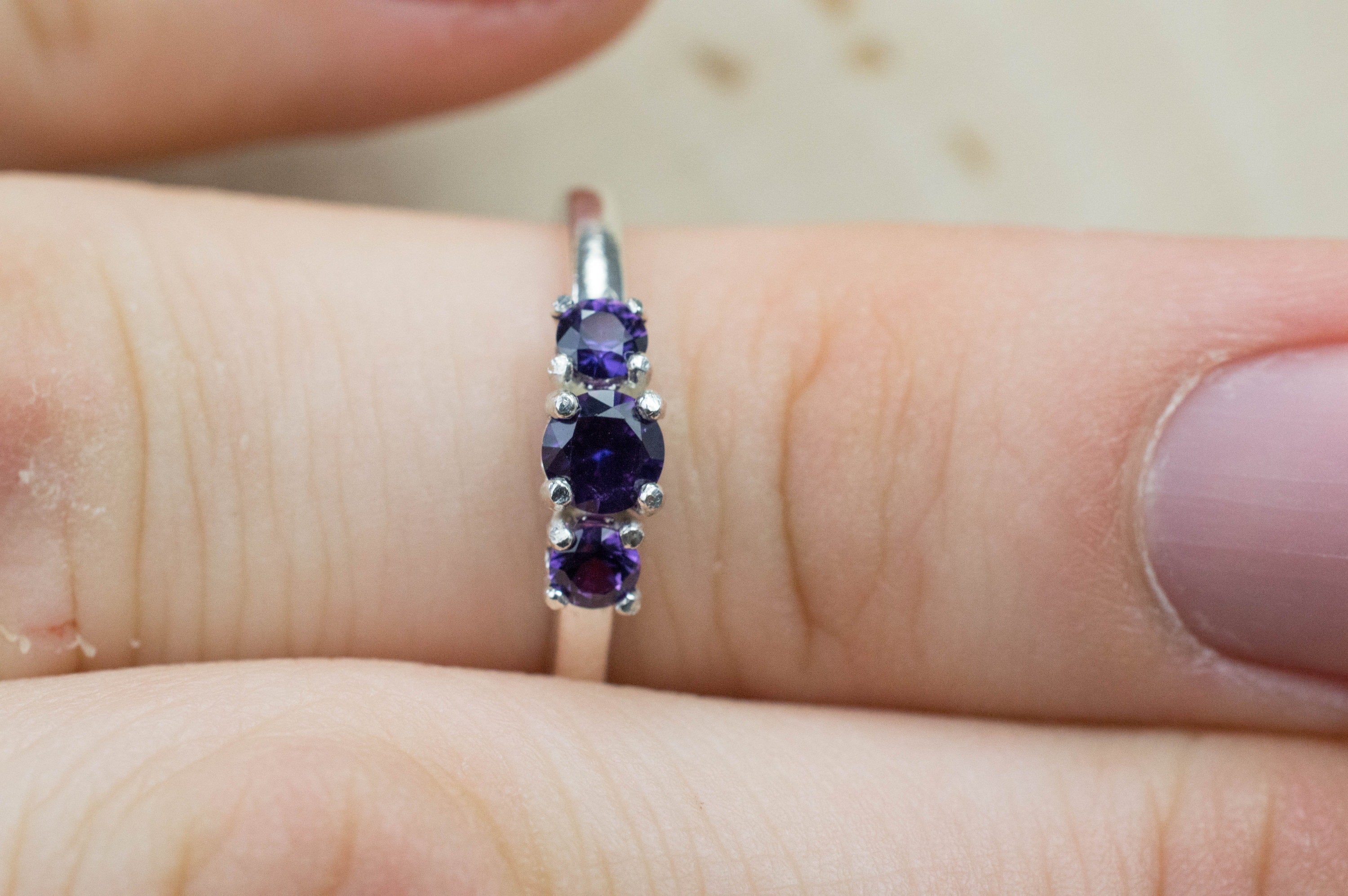Purple Sapphire Ring, Genuine Untreated Madagascar Sapphires - Mark Oliver Gems