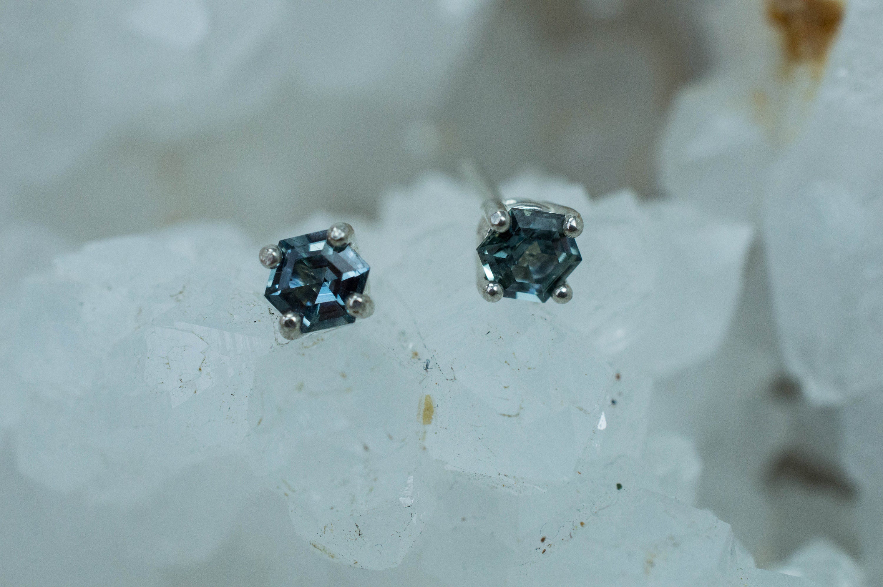 Blue Sapphire Earrings, Genuine Untreated Tanzania Sapphire; 0.630cts - Mark Oliver Gems