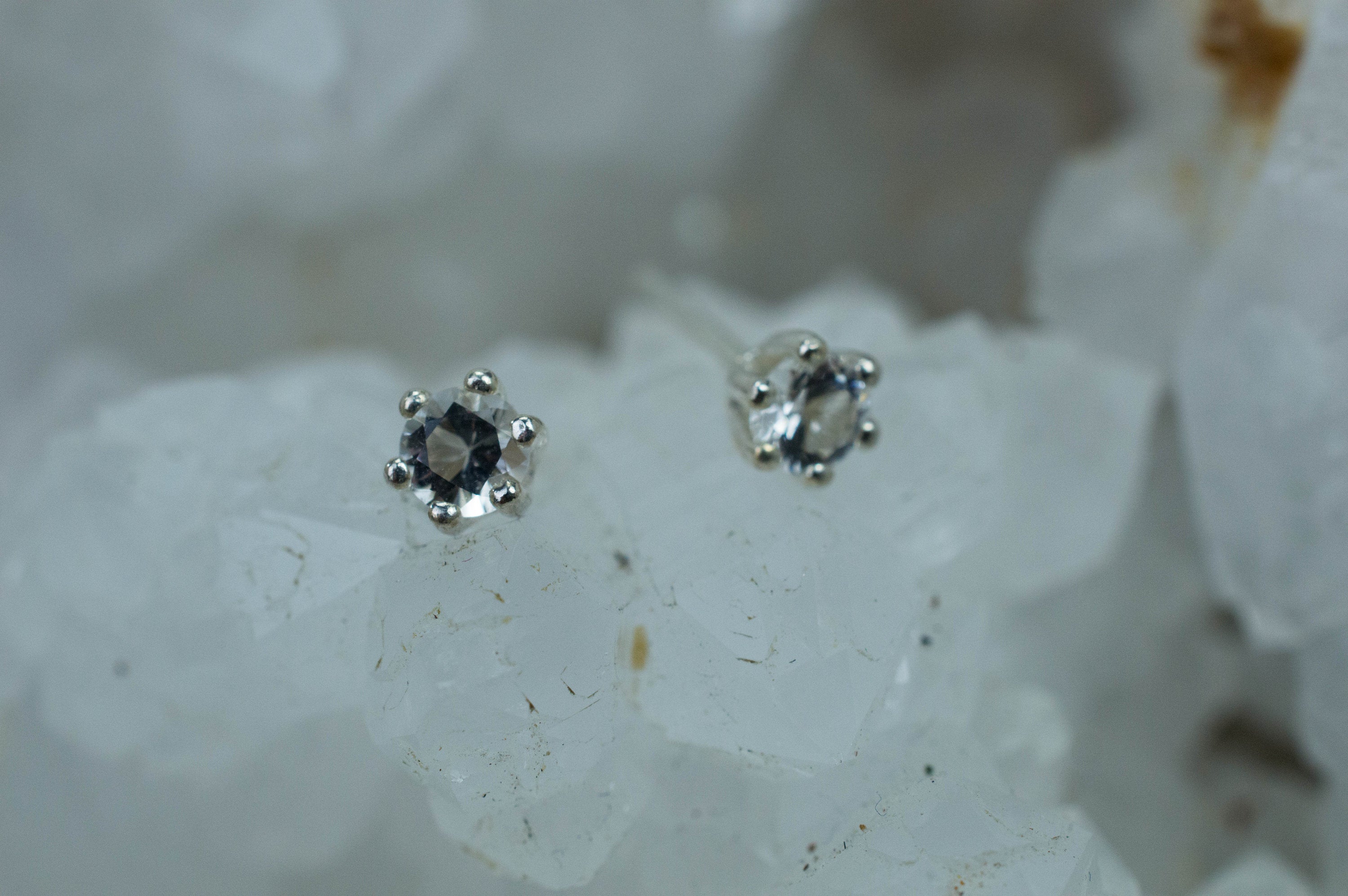 Herkimer Diamond Earrings, Natural Untreated New York Quartz; 0.285cts - Mark Oliver Gems