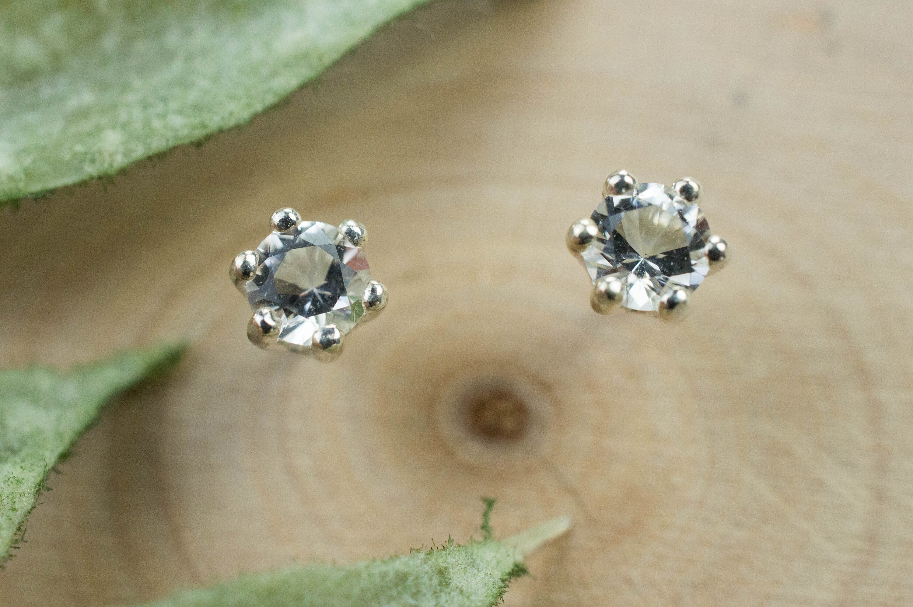 Herkimer Diamond Earrings, Natural Untreated New York Quartz; 0.285cts - Mark Oliver Gems