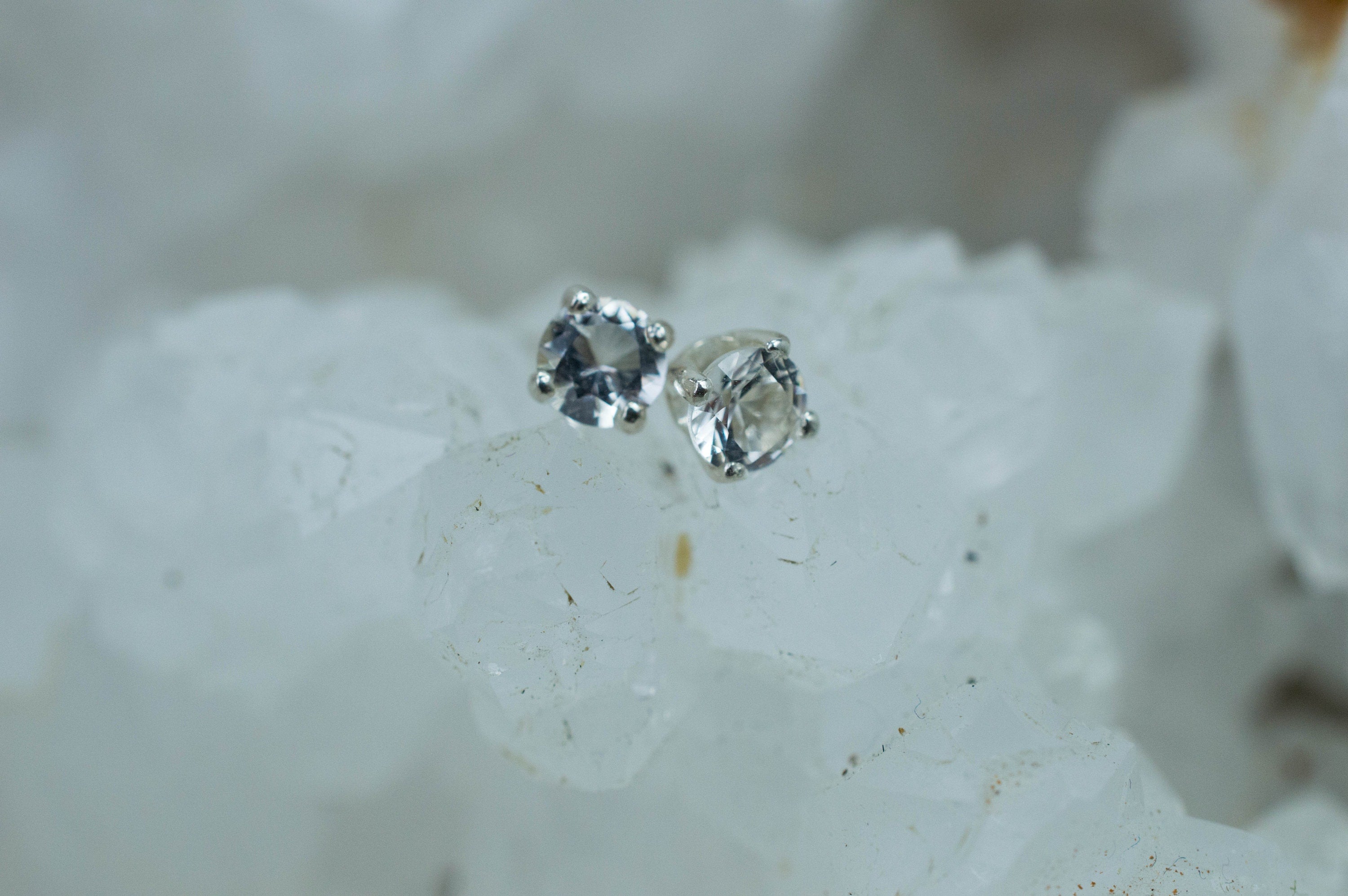 Herkimer Diamond Earrings, Natural Untreated New York Quartz; 0.290cts - Mark Oliver Gems