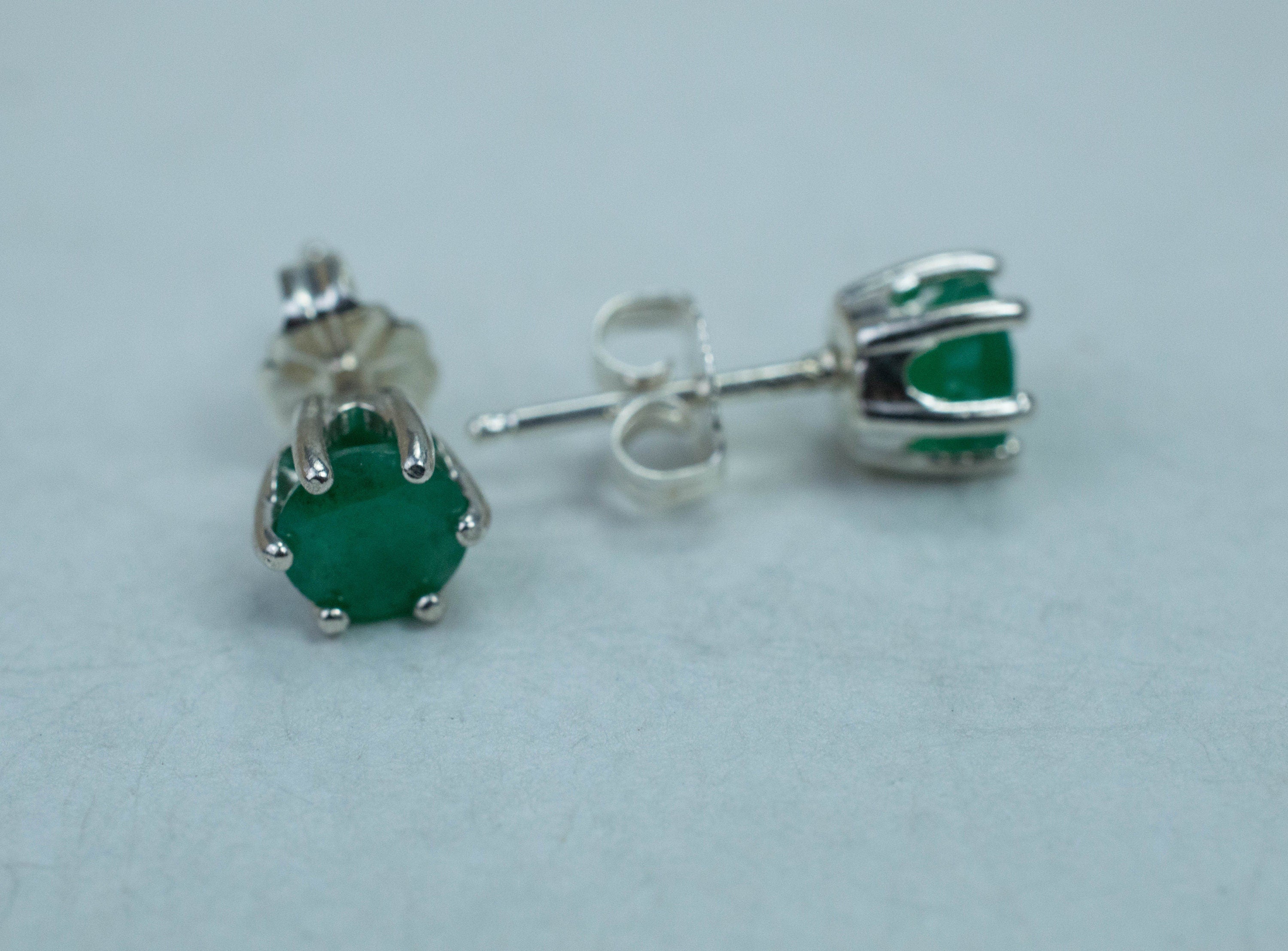 Emerald Earrings; Natural Brazil Emerald; 1.185cts - Mark Oliver Gems