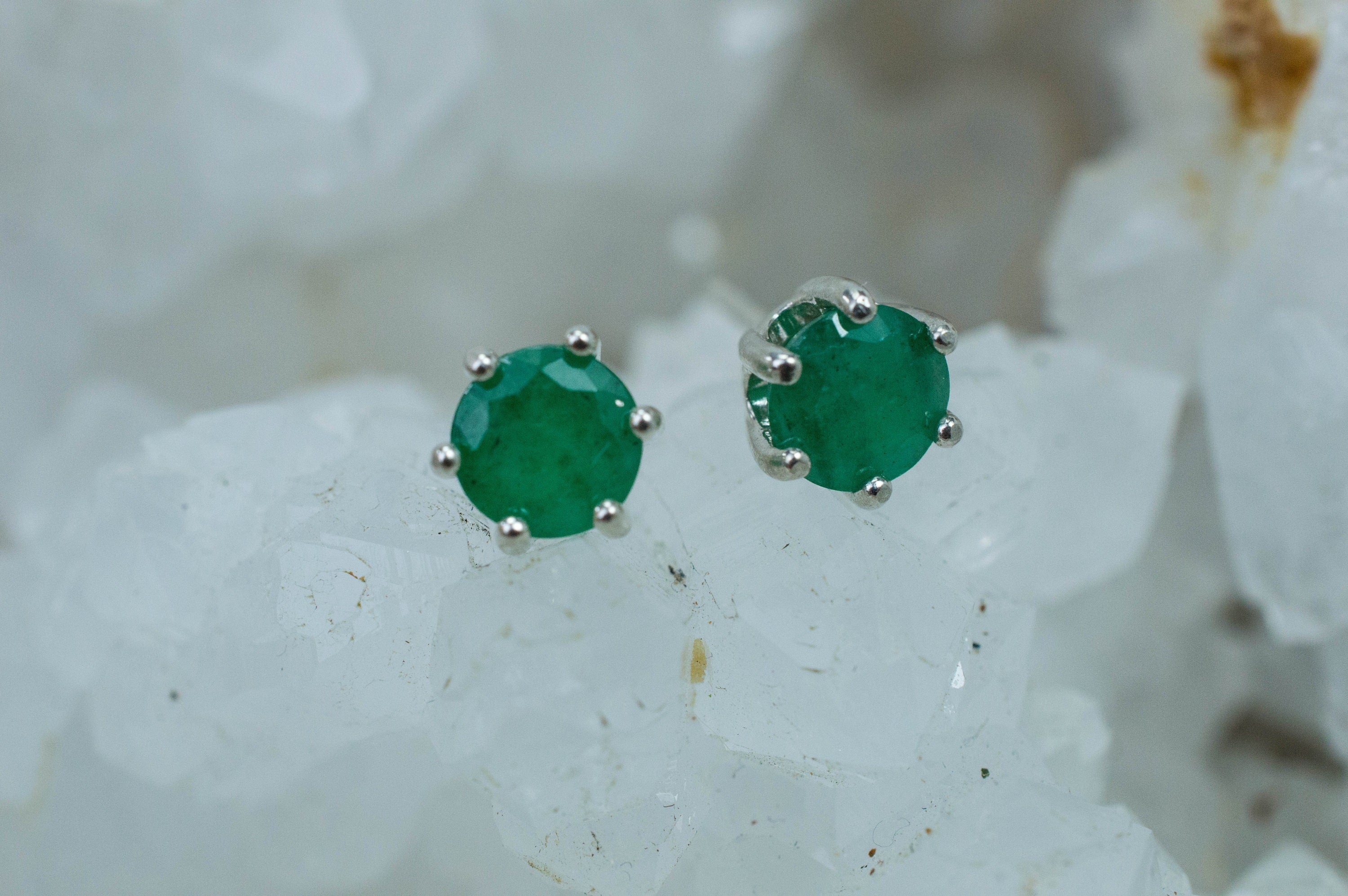 Emerald Earrings; Natural Brazil Emerald; 1.185cts - Mark Oliver Gems