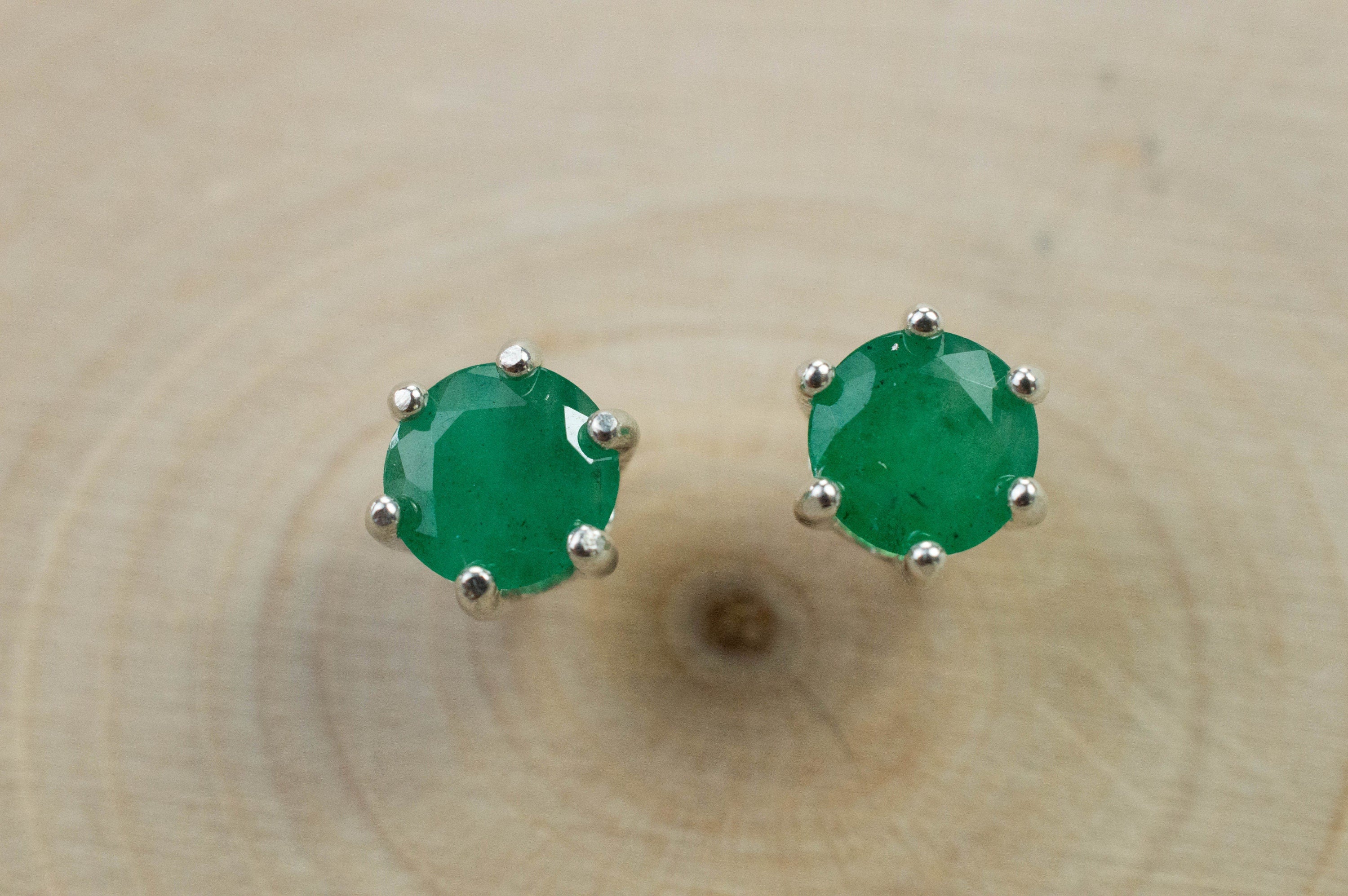 Emerald Earrings; Natural Brazil Emerald; 1.185cts - Mark Oliver Gems