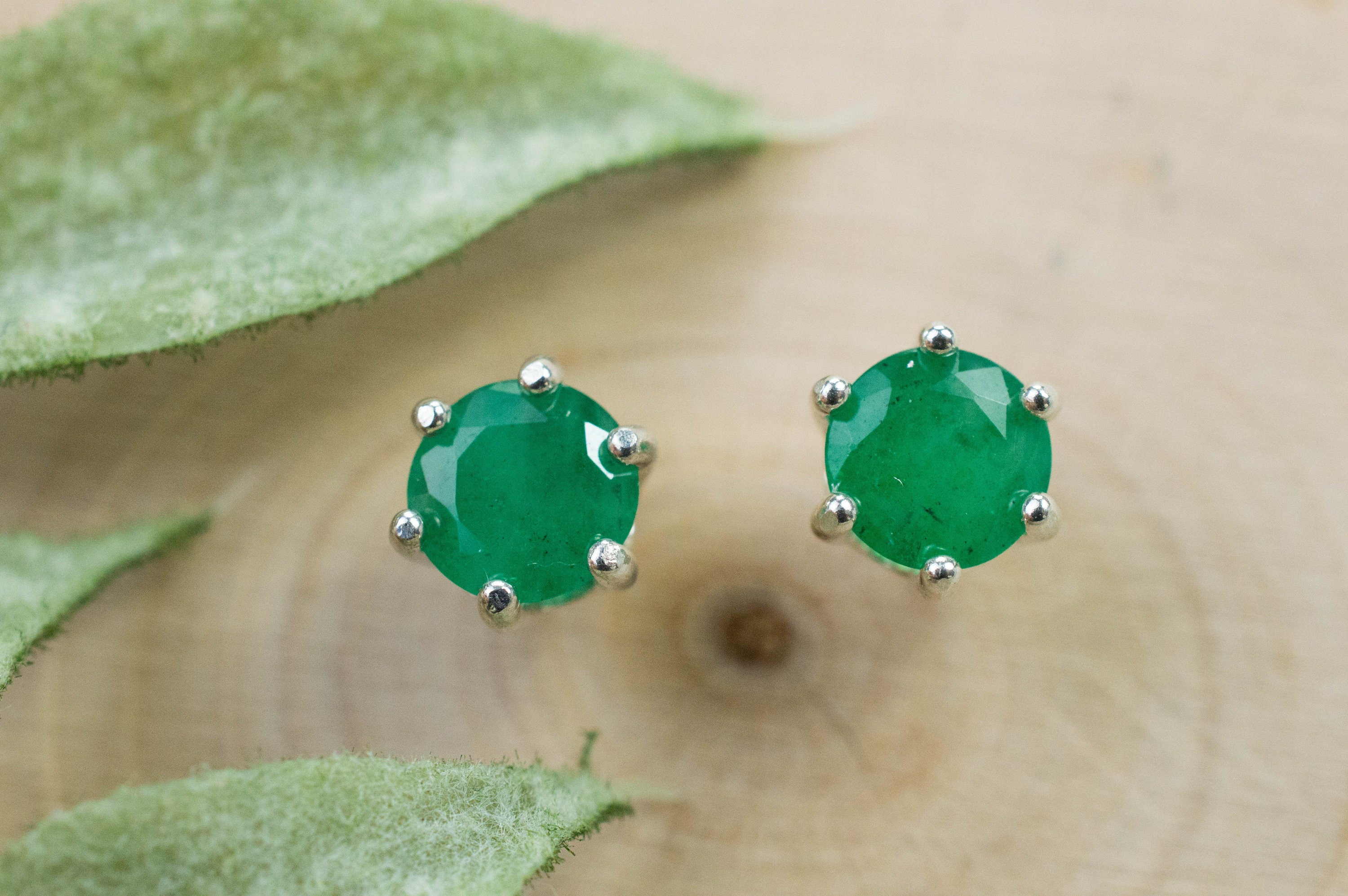 Emerald Earrings; Natural Brazil Emerald; 1.185cts - Mark Oliver Gems