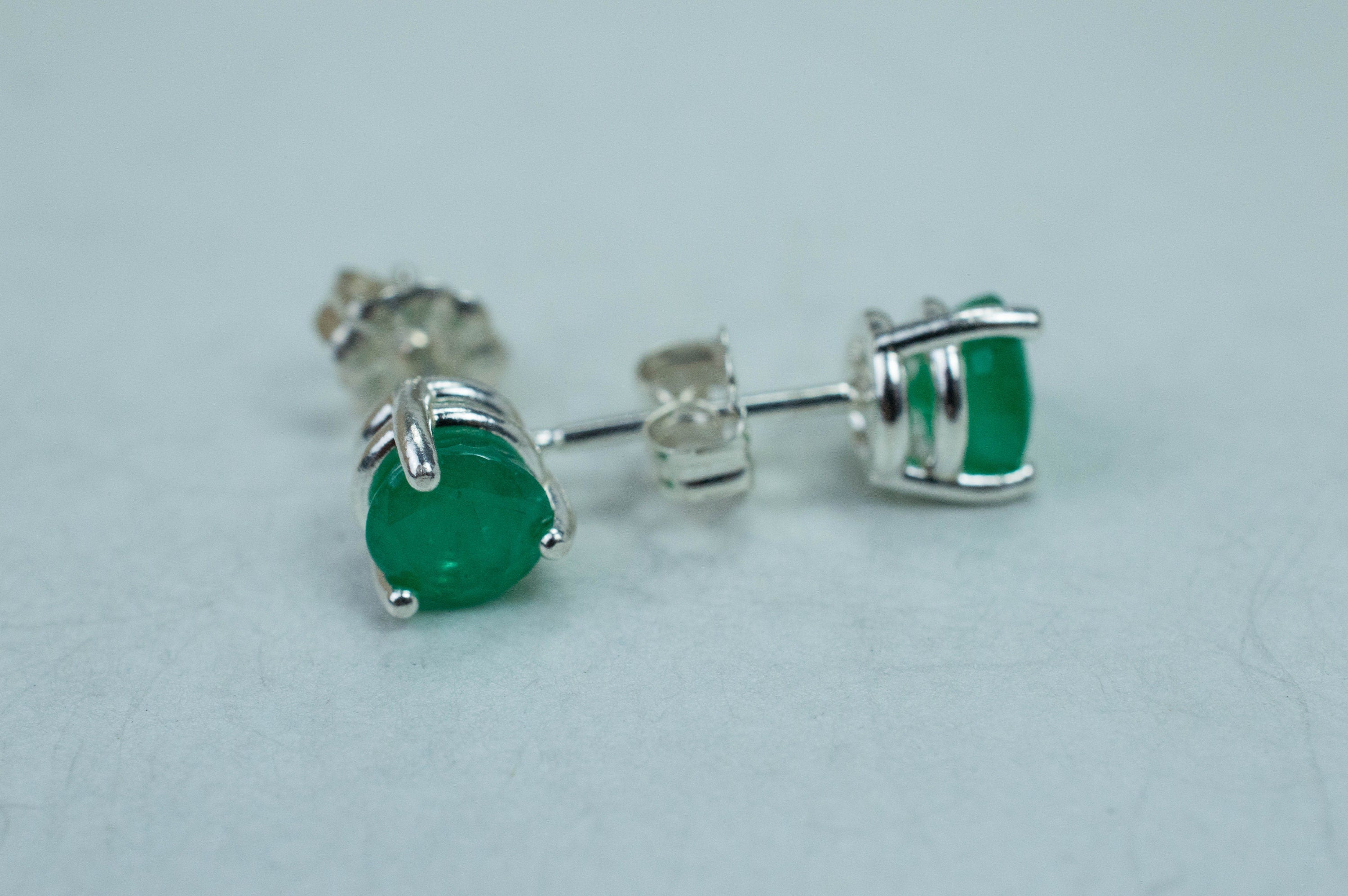 Emerald Earrings; Natural Brazil Emerald; 1.400cts - Mark Oliver Gems