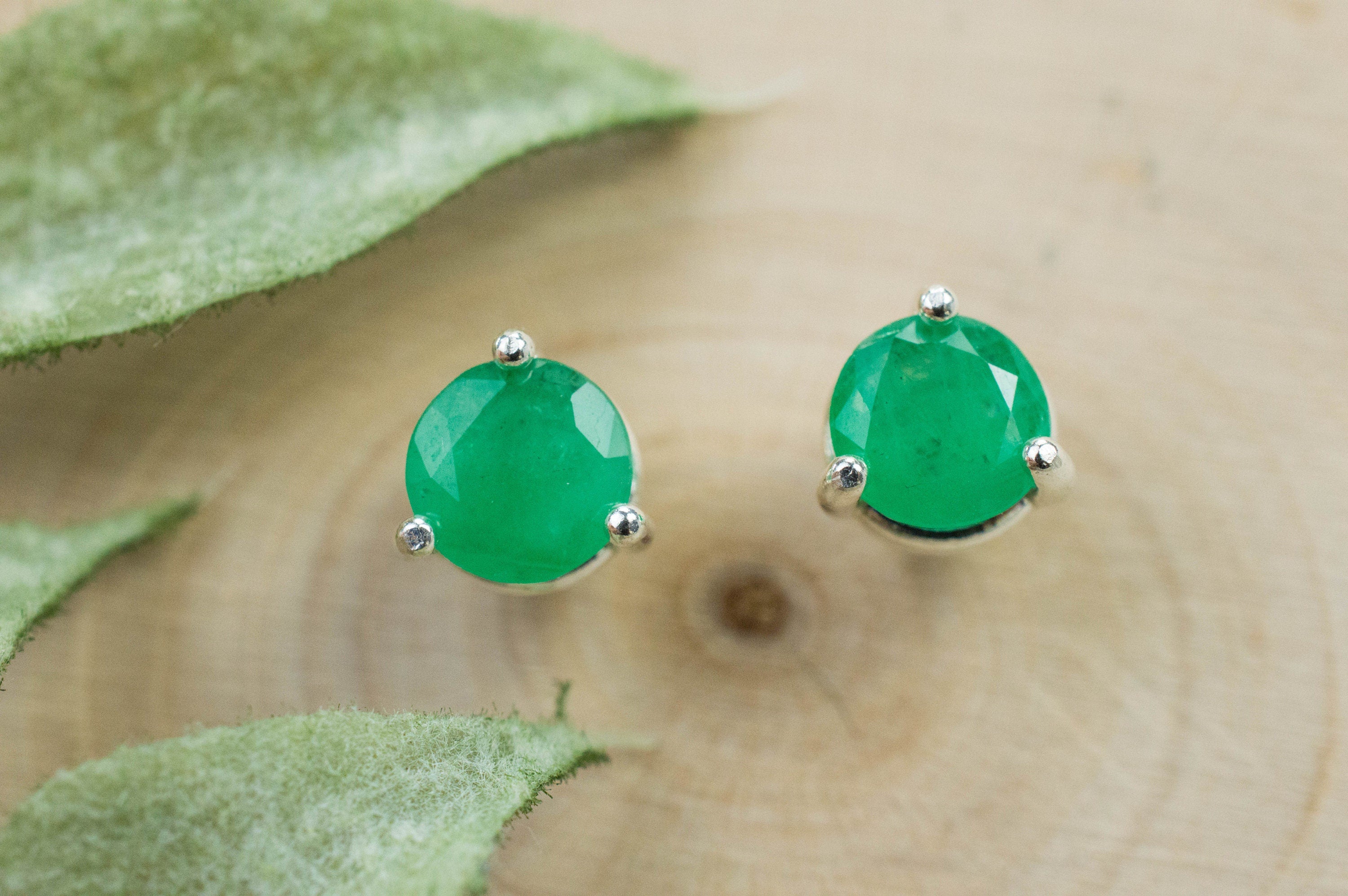 Emerald Earrings; Natural Brazil Emerald; 1.400cts - Mark Oliver Gems