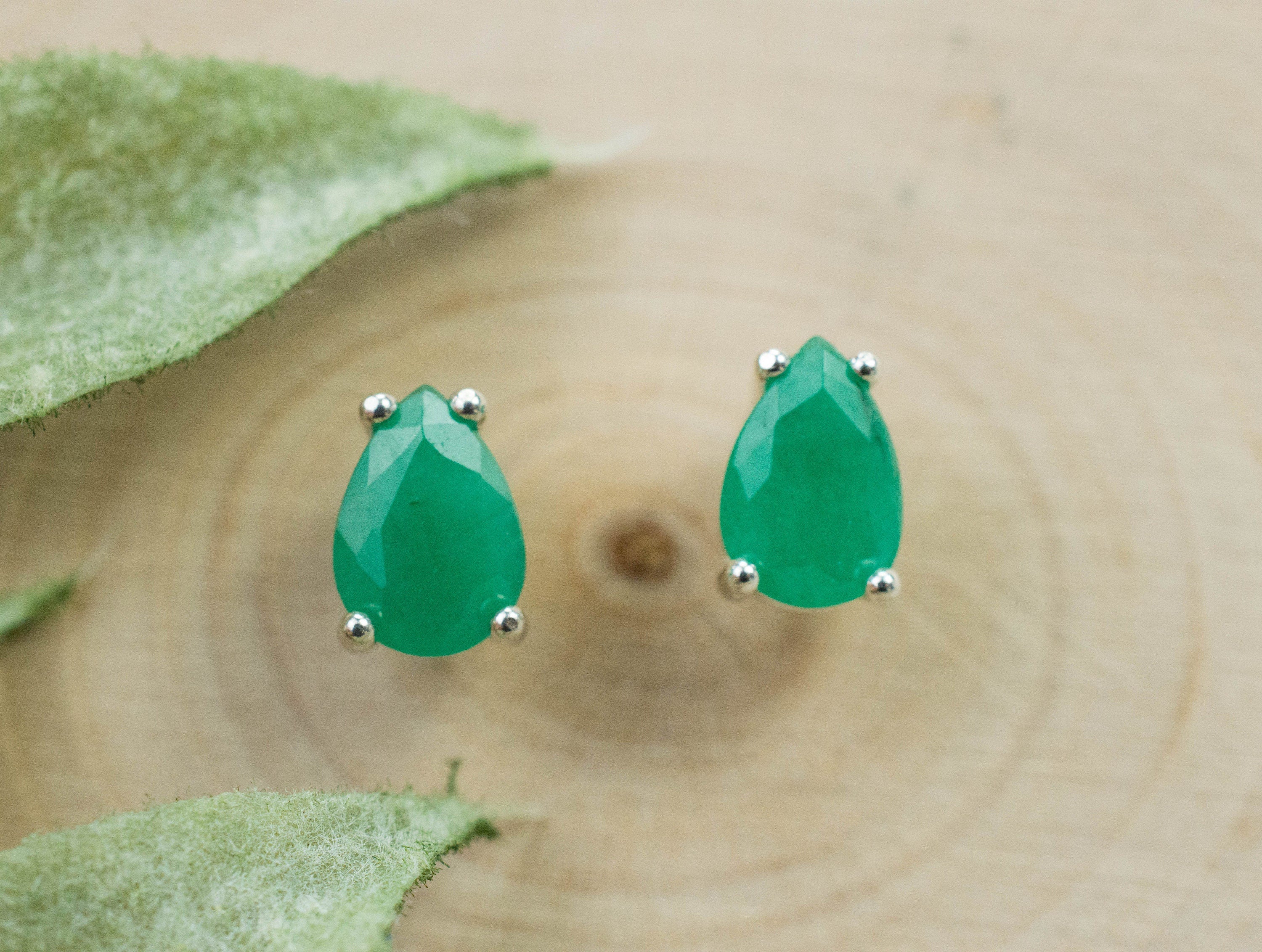 Emerald Earrings; Natural Brazil Emerald; 1.345cts - Mark Oliver Gems