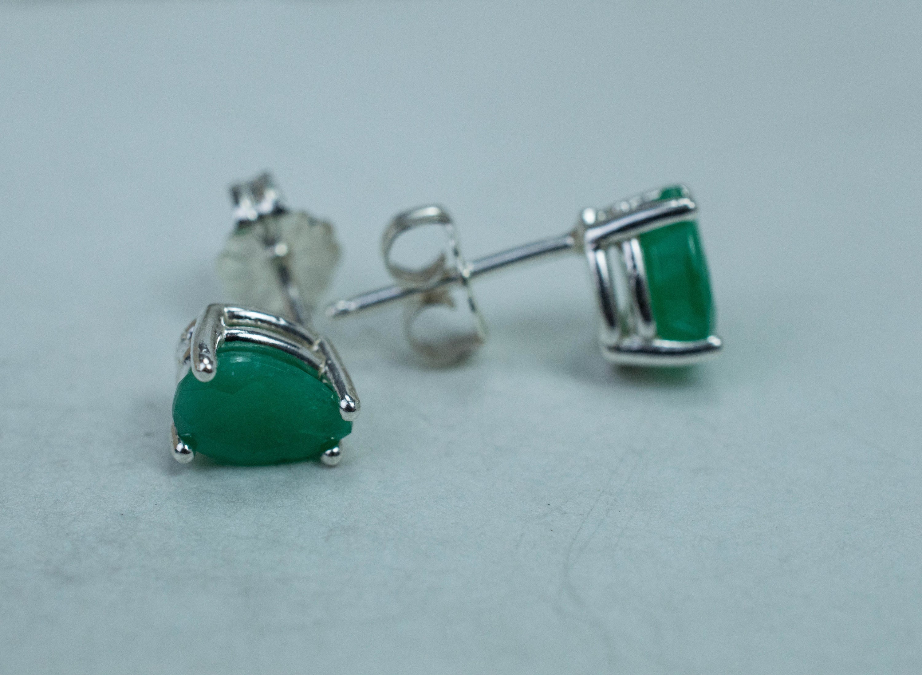 Emerald Earrings; Natural Brazil Emerald; 1.415cts - Mark Oliver Gems