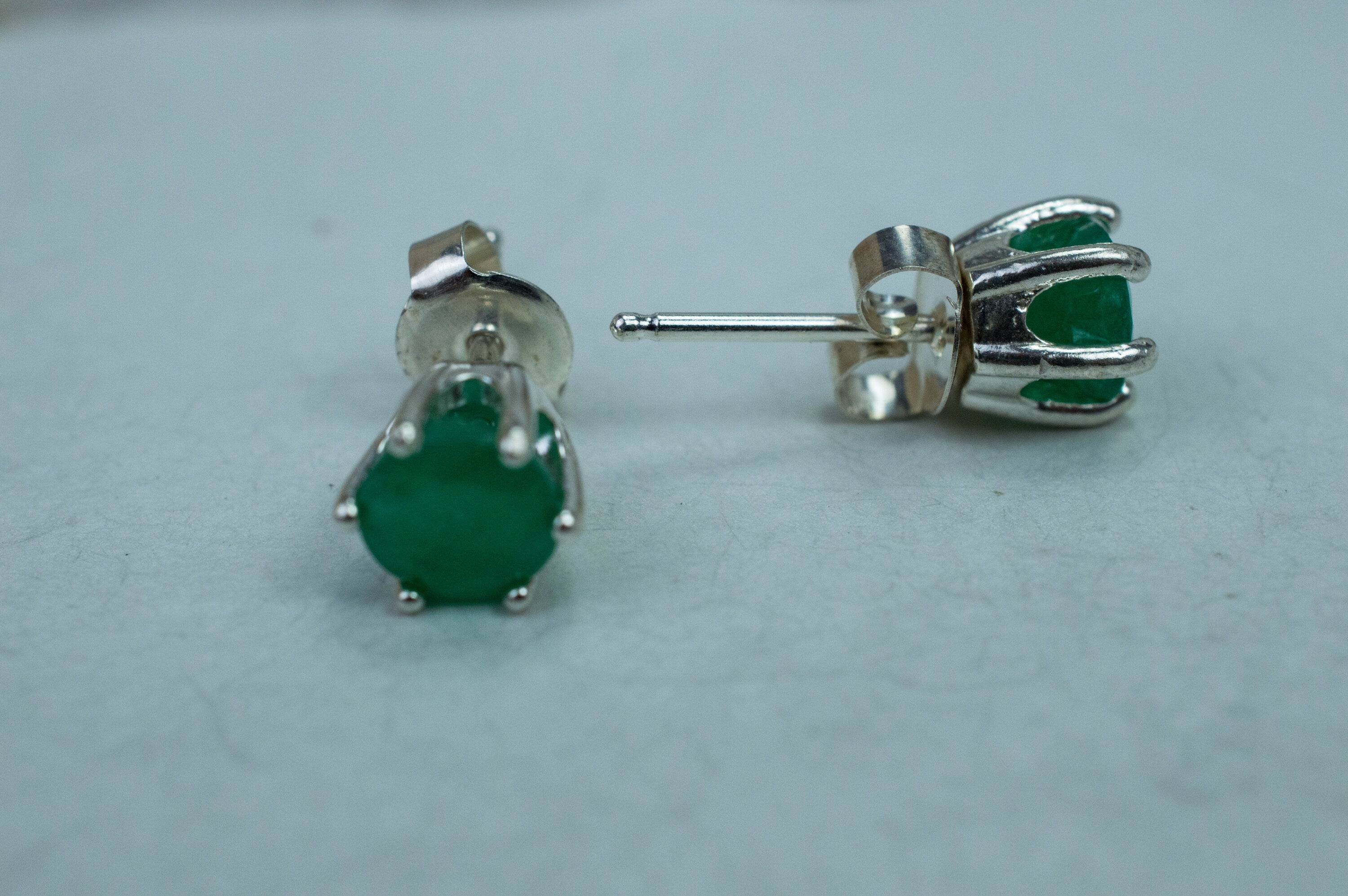 Emerald Earrings; Natural Brazil Emerald; 1.530cts - Mark Oliver Gems