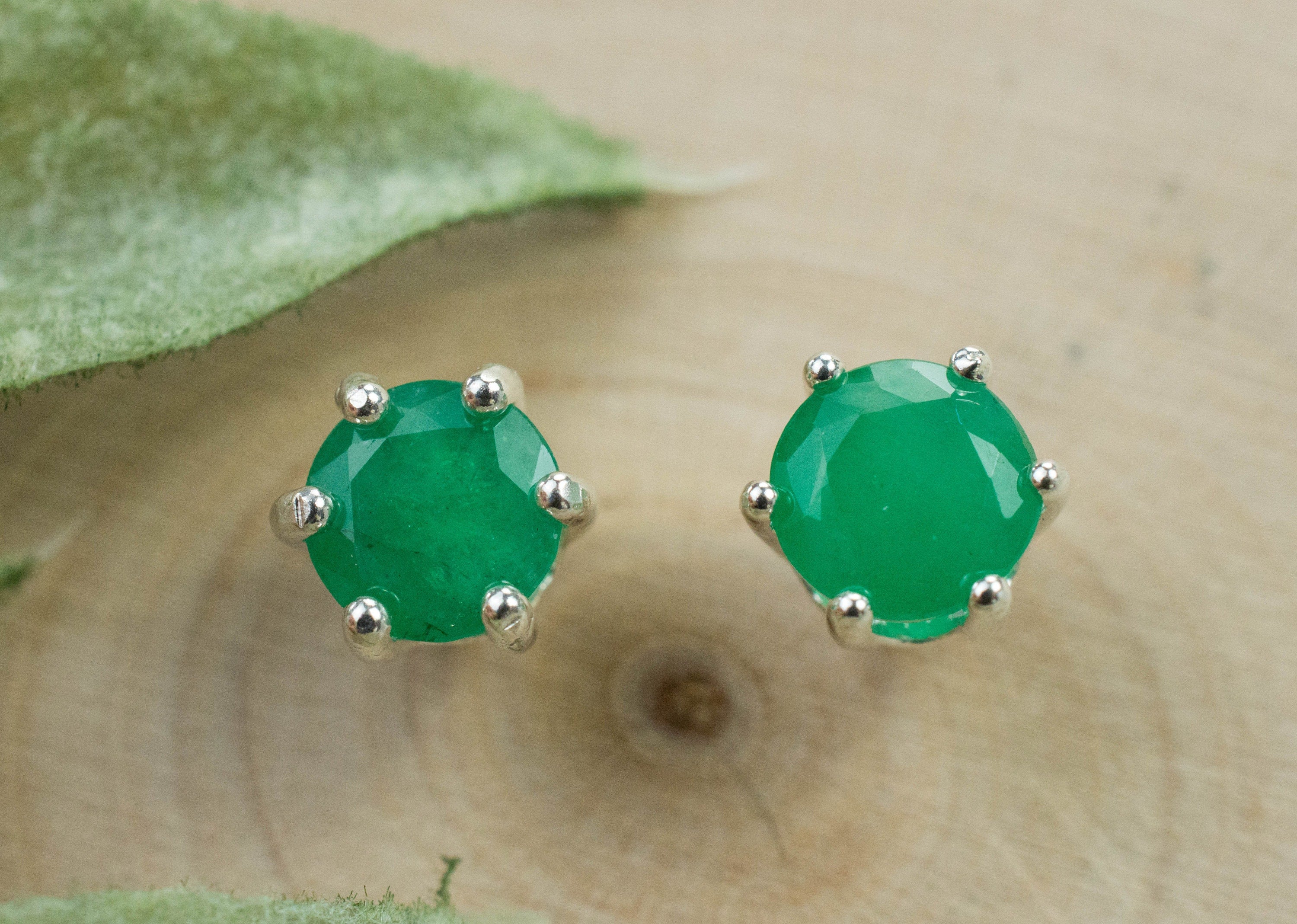Emerald Earrings; Natural Brazil Emerald; 1.530cts - Mark Oliver Gems