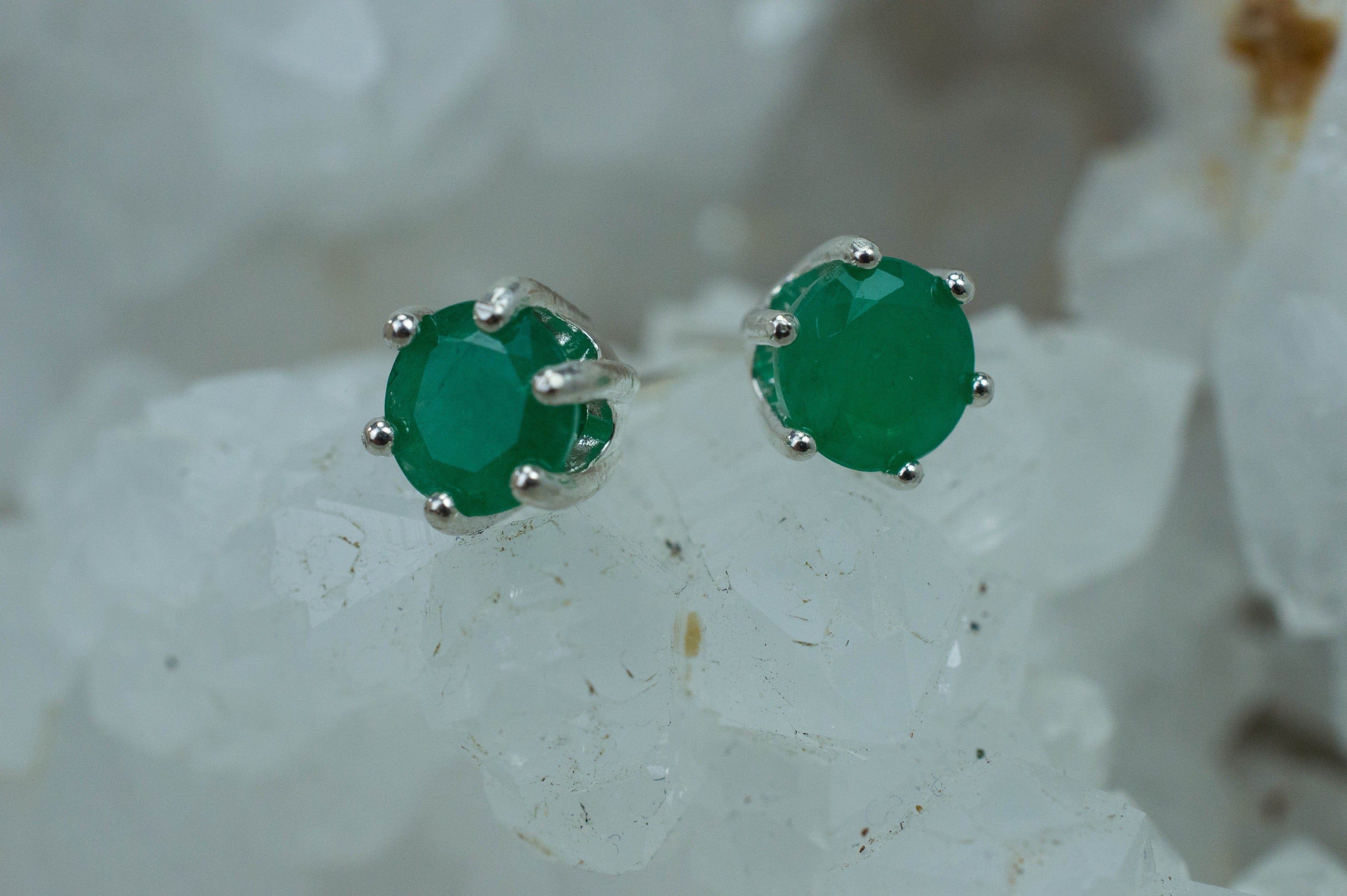 Emerald Earrings; Natural Brazil Emerald; 1.530cts - Mark Oliver Gems