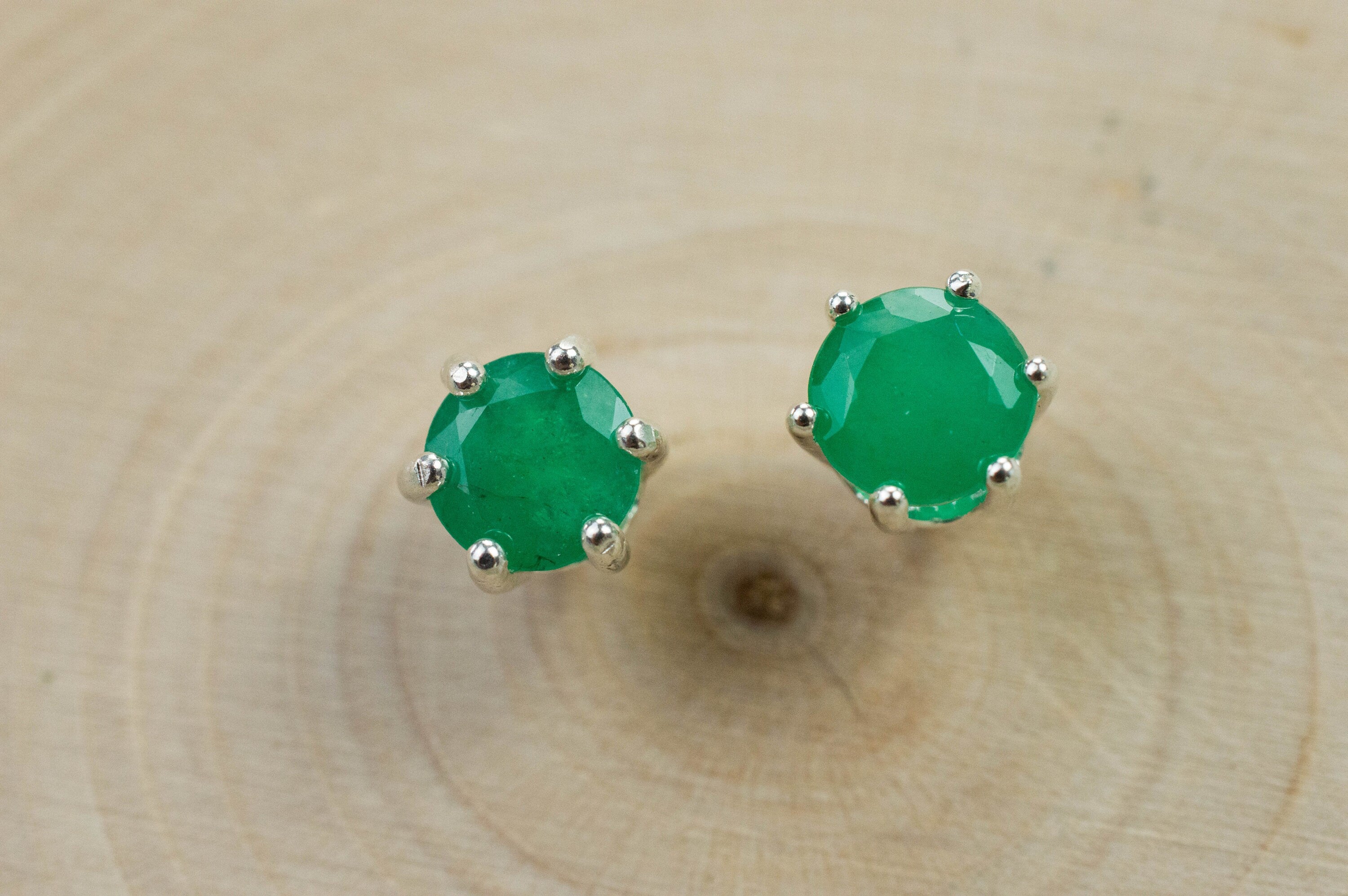 Emerald Earrings; Natural Brazil Emerald; 1.530cts - Mark Oliver Gems