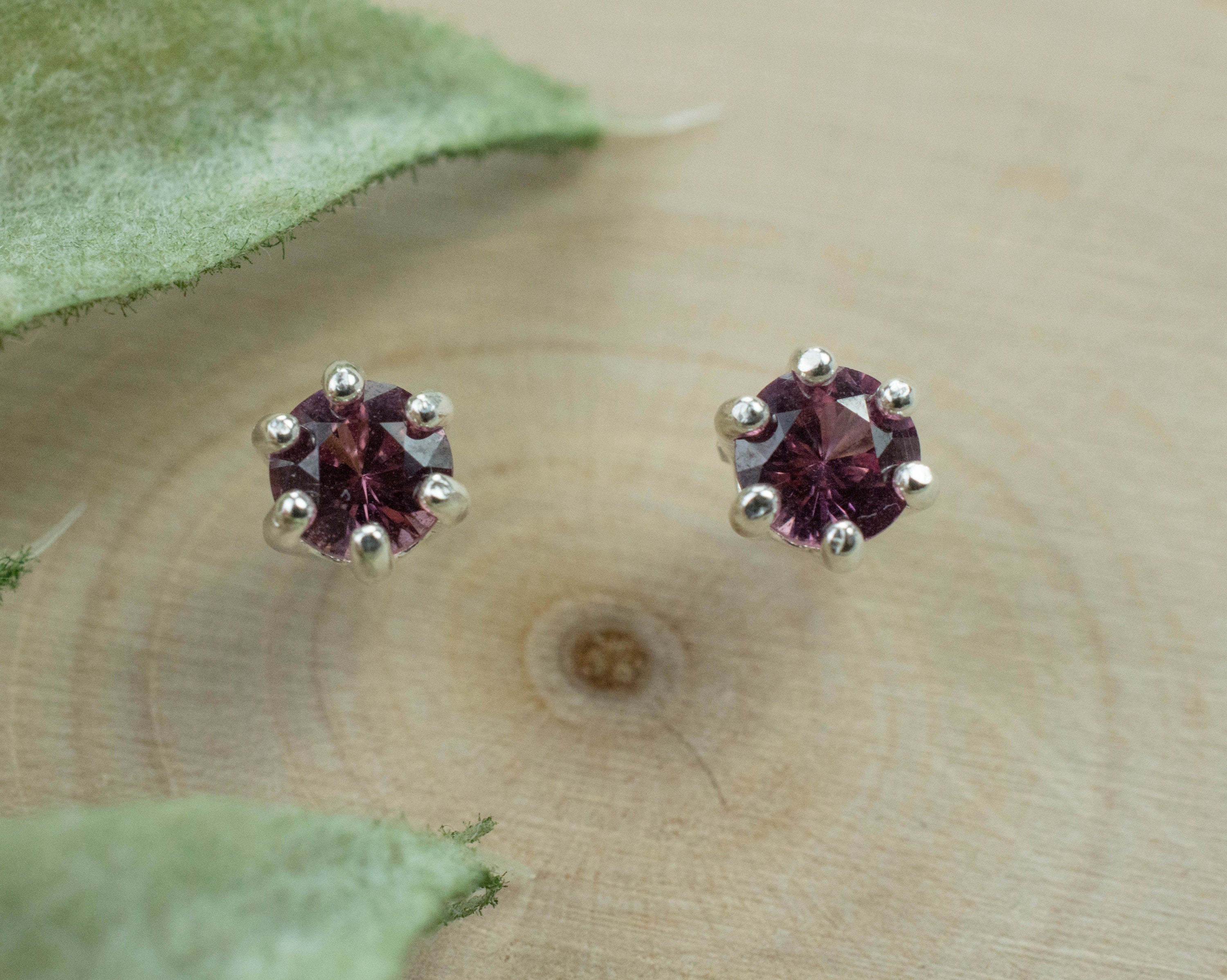 Rhodolite Garnet Earrings, Genuine Untreated Tanzanian Garnet; 0.540cts - Mark Oliver Gems