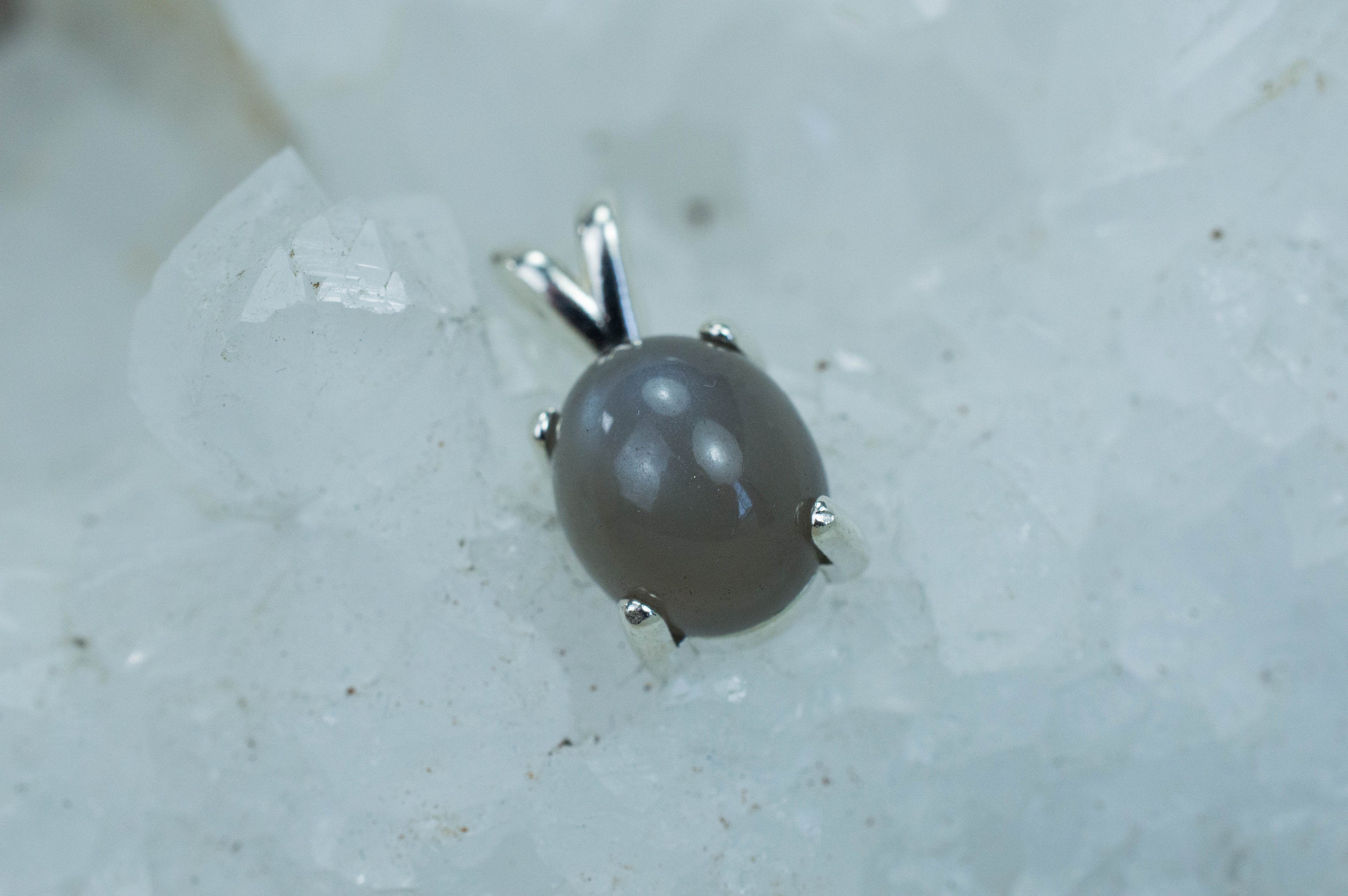 Gray Moonstone Pendant; Genuine Untreated India Moonstone - Mark Oliver Gems