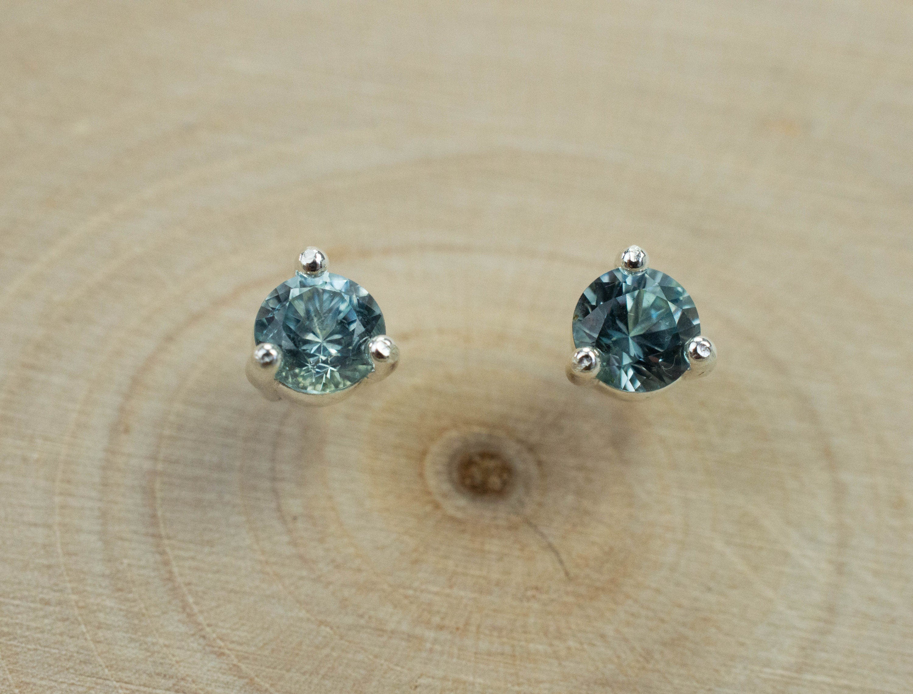 Montana Sapphire Earrings; Natural Untreated USA Blue Sapphire; 0.630cts - Mark Oliver Gems