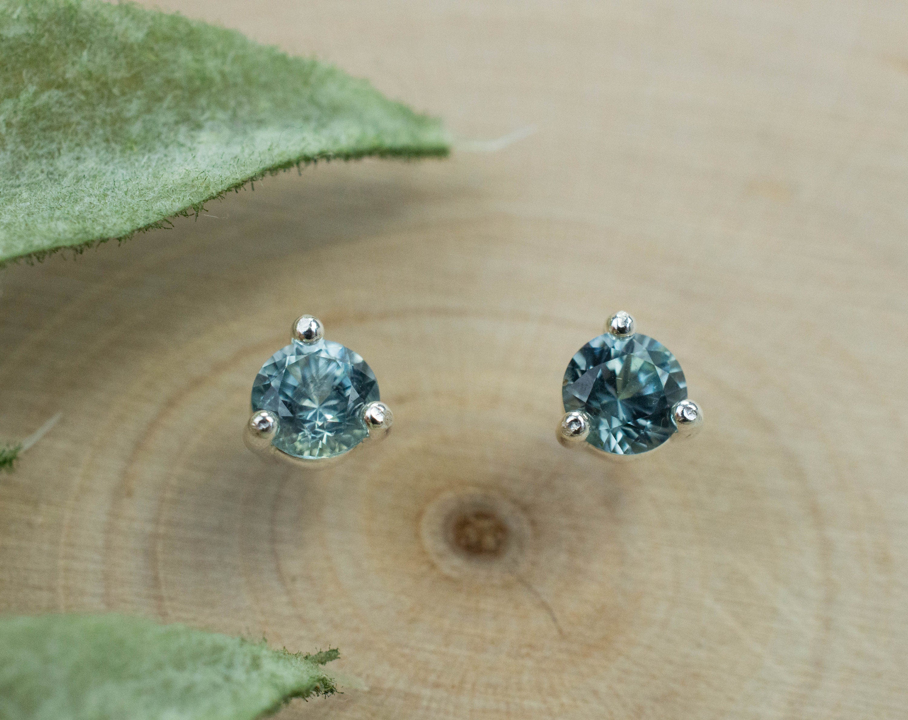 Montana Sapphire Earrings; Natural Untreated USA Blue Sapphire; 0.630cts - Mark Oliver Gems